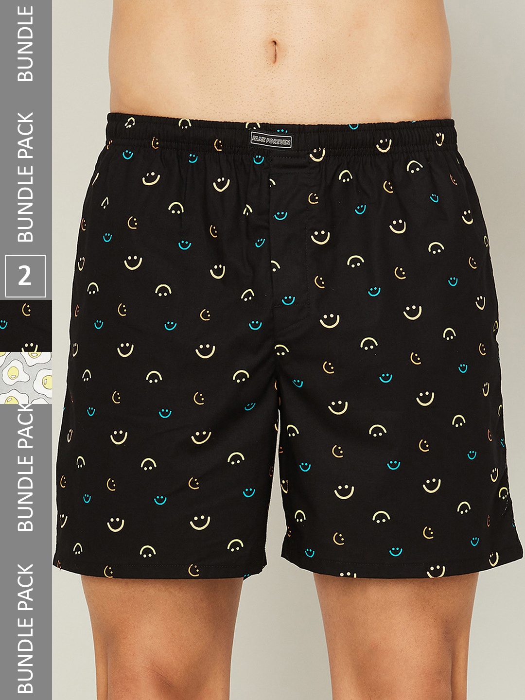 

Fame Forever by Lifestyle Men Pack of 2 Printed Cotton Boxers, Black