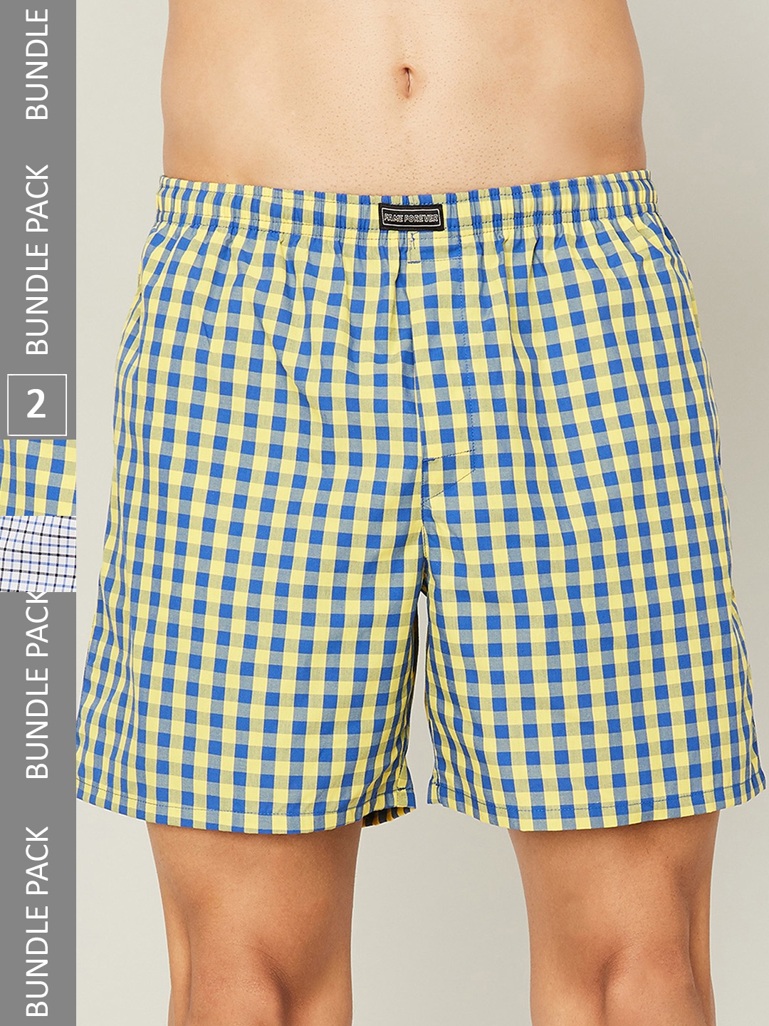 

Fame Forever by Lifestyle Men Pack Of 2 Checked Cotton Boxers- 1000012035971, Blue