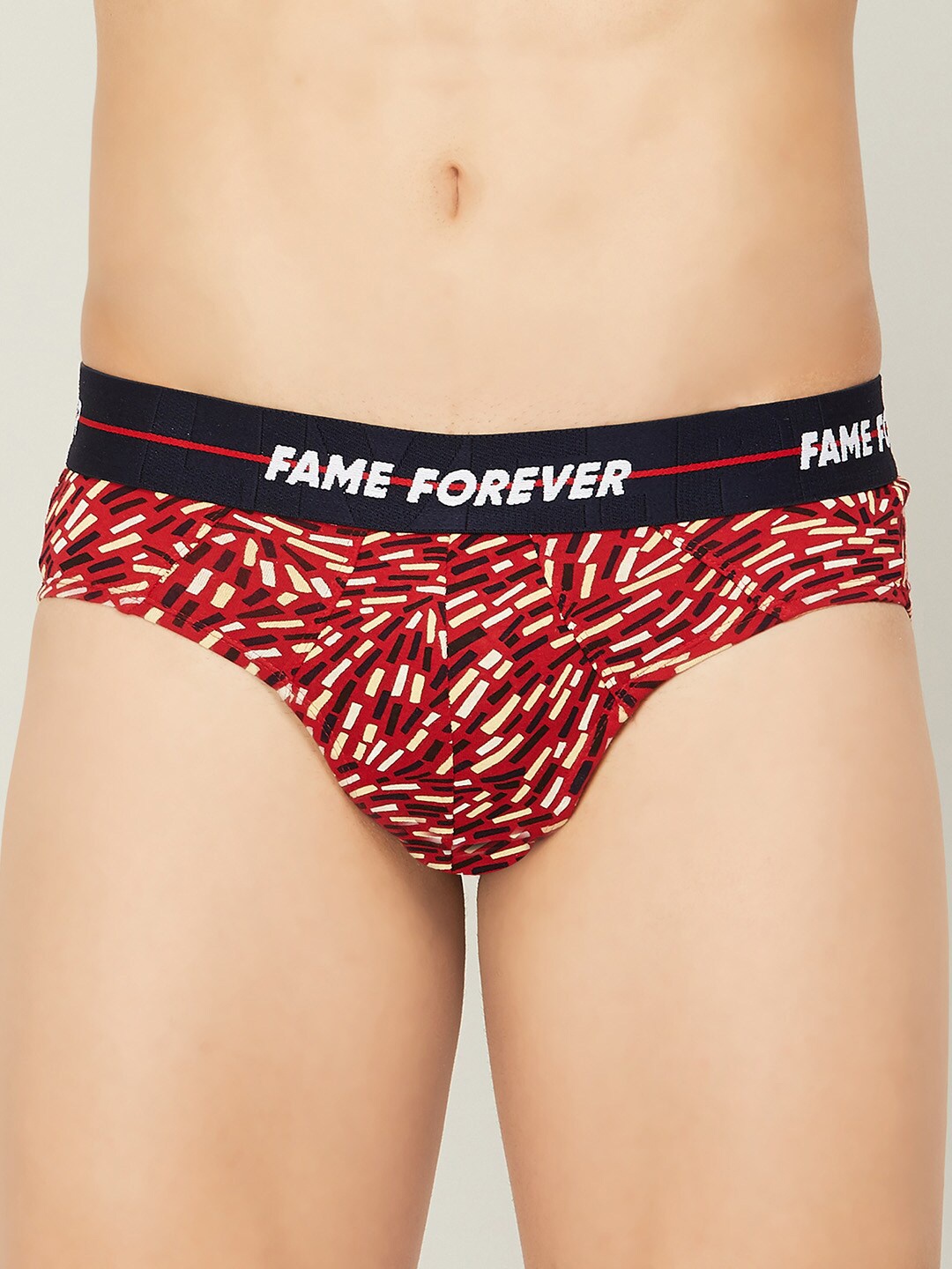

Fame Forever by Lifestyle Men Printed Cotton Basic Briefs, Red