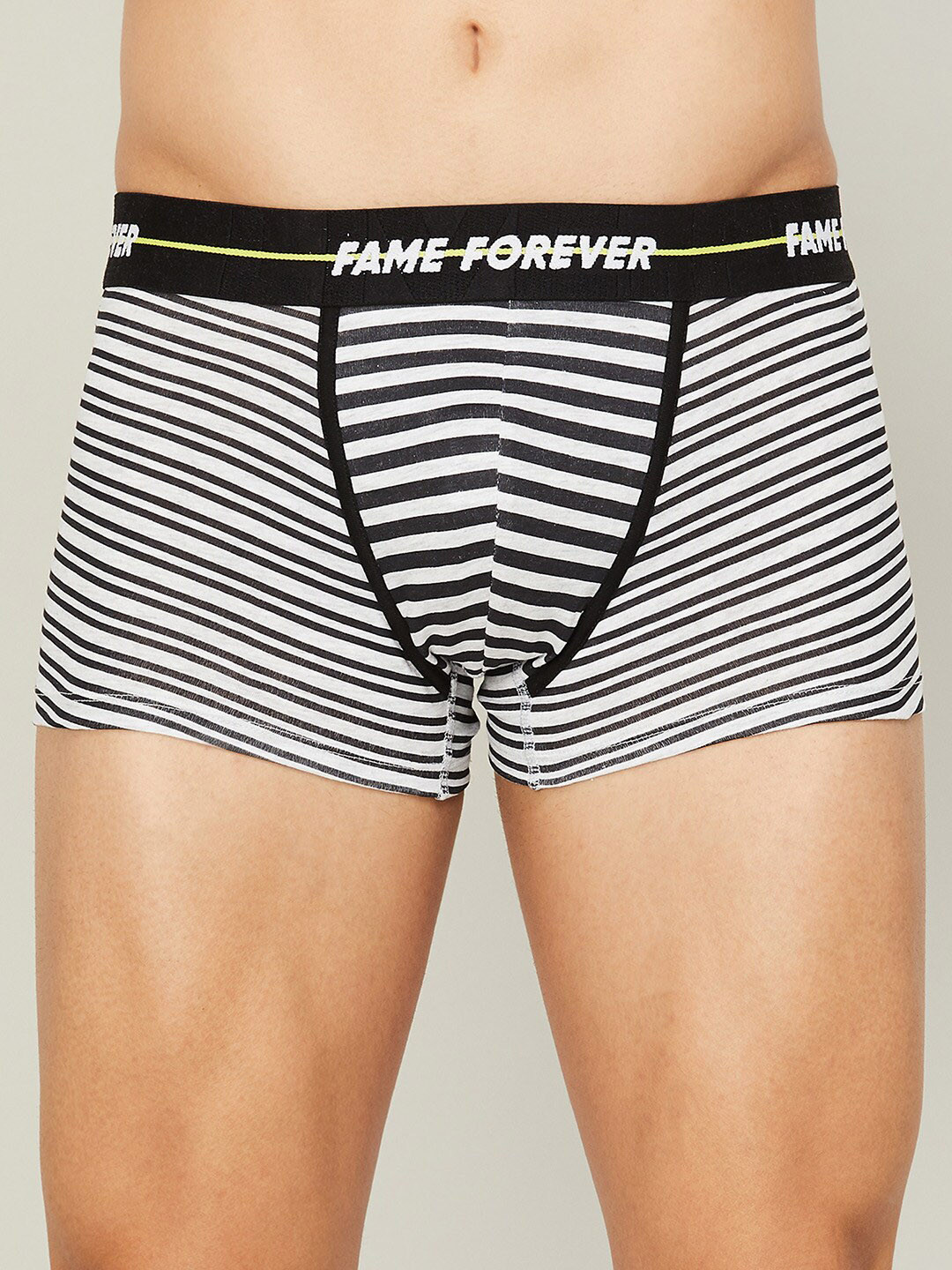 

Fame Forever by Lifestyle Men Striped Printed Cotton Boxer-Style Briefs 1000011683039, Grey