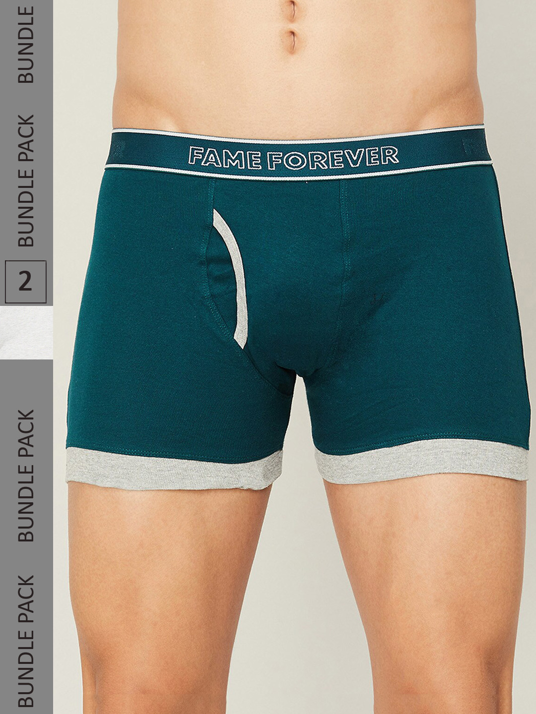 

Fame Forever by Lifestyle Men Pack Of 2 Cotton Boxer-Style Briefs, Grey