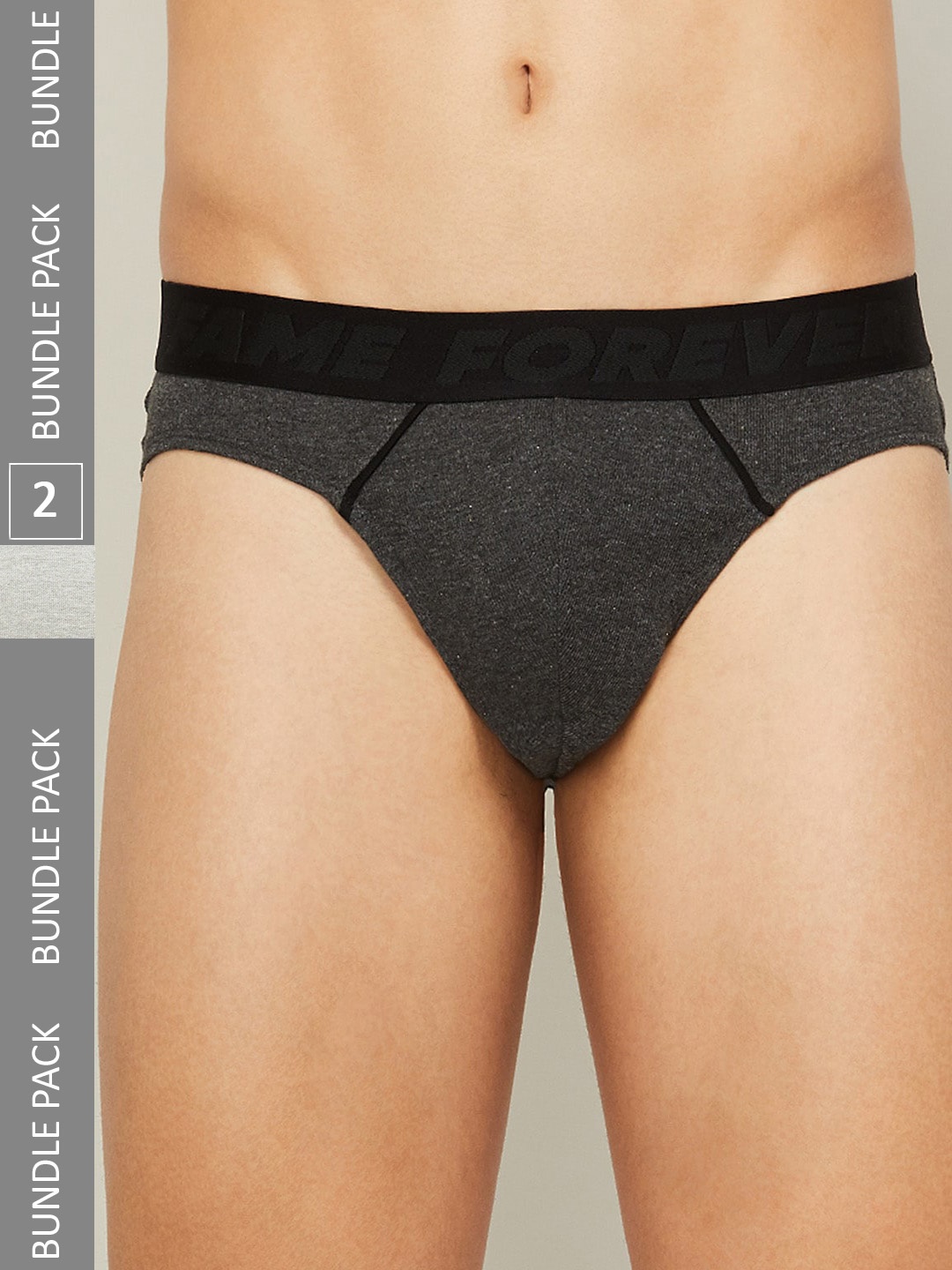 

Fame Forever by Lifestyle Men Pack Of 2 Cotton Basic Briefs, Grey