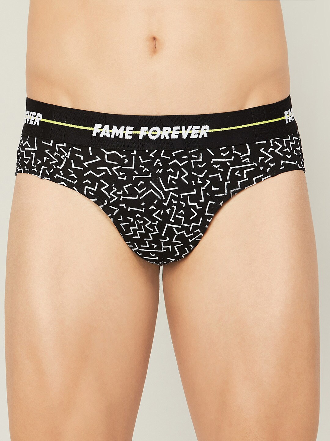 

Fame Forever by Lifestyle Men Printed Cotton Basic Briefs, Black