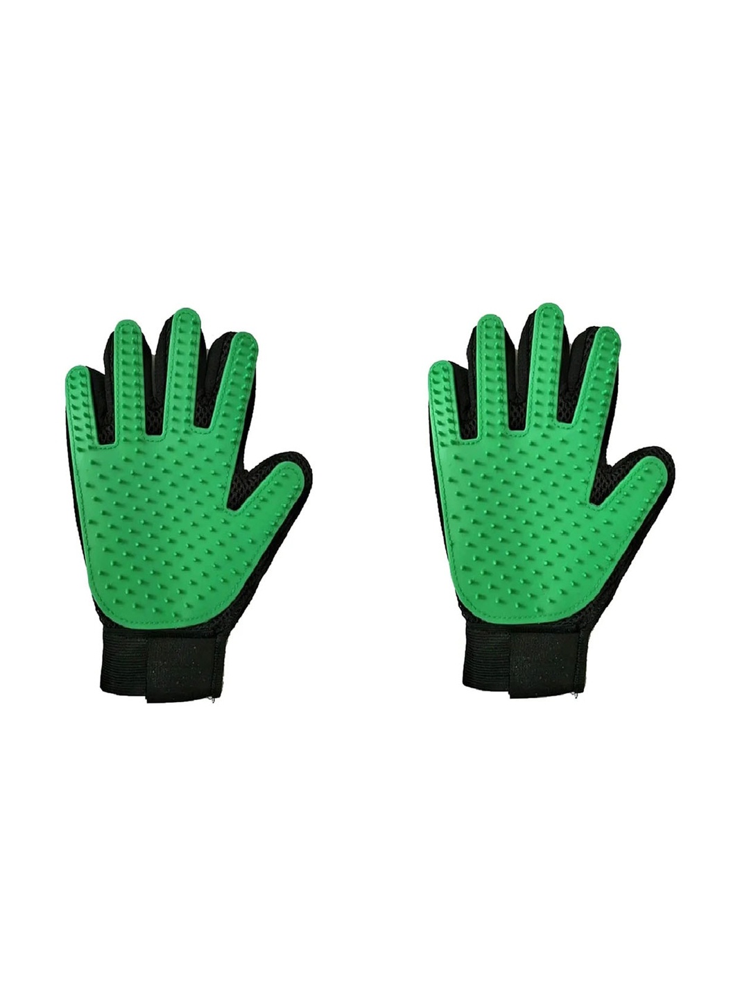 

Emily pets Set Of 2 Textured Silicone Grooming Gloves, Green