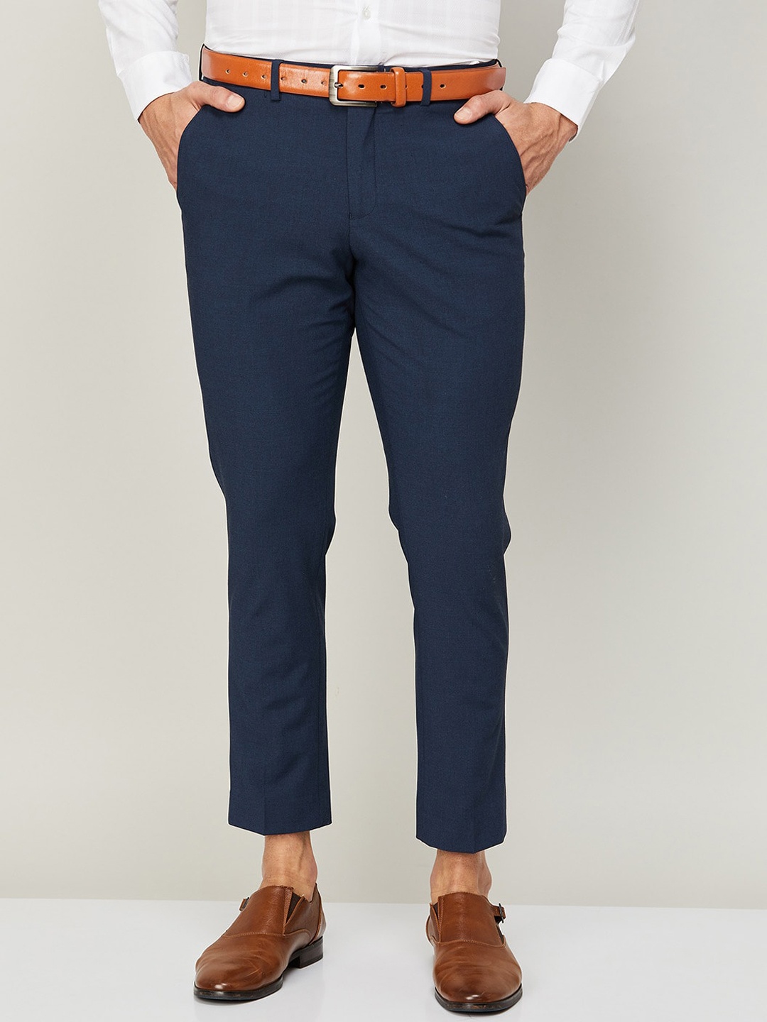 

CODE by Lifestyle Men Slim Fit Formal Trousers, Blue