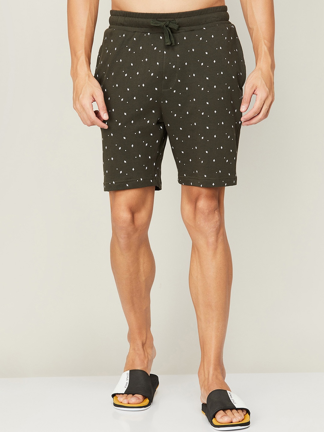 

Fame Forever by Lifestyle Men Cotton Conversational Printed Shorts, Olive
