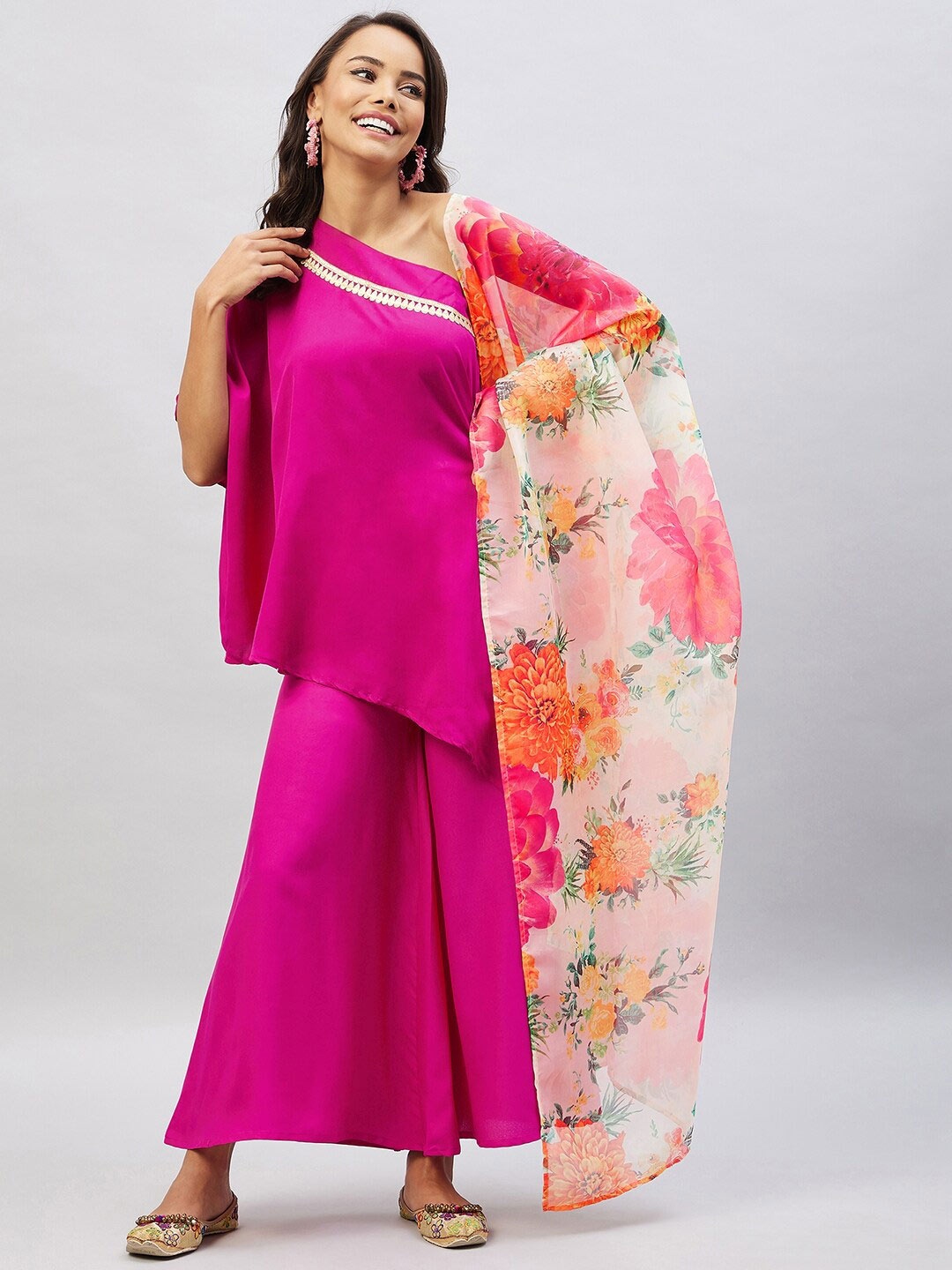 

InWeave Printed Organza Dupatta, Cream