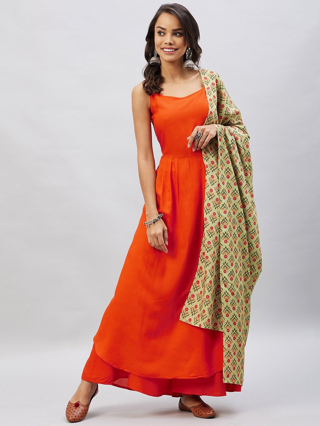 

InWeave Printed Cotton Dupatta, Green