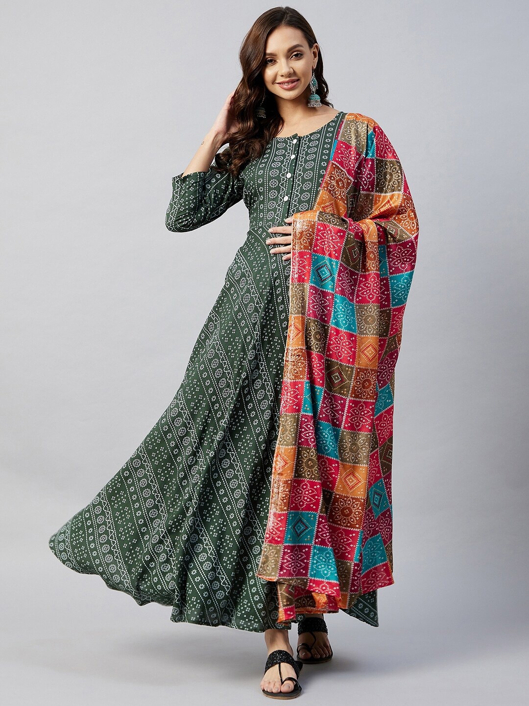 

InWeave Bandhani Printed Dupatta, Red