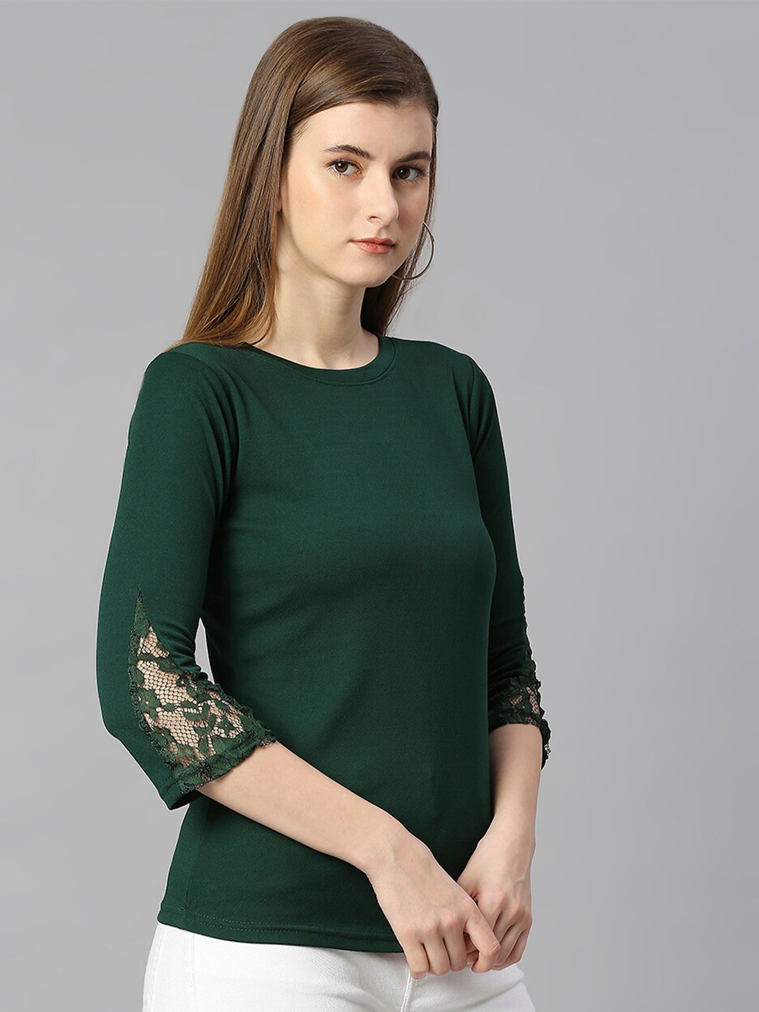 

WESTHOOD Knitted Casual Top, Green