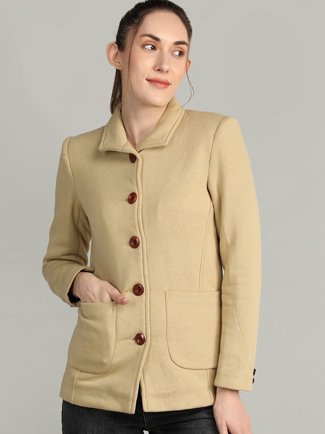 

Dlanxa Women Single-Breasted Stylish Winter Overcoat, Beige