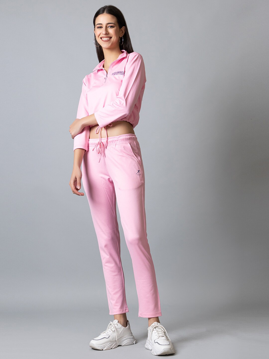 

ARMISTO Women Drifit Crop Long Sleeves Tracksuit, Pink