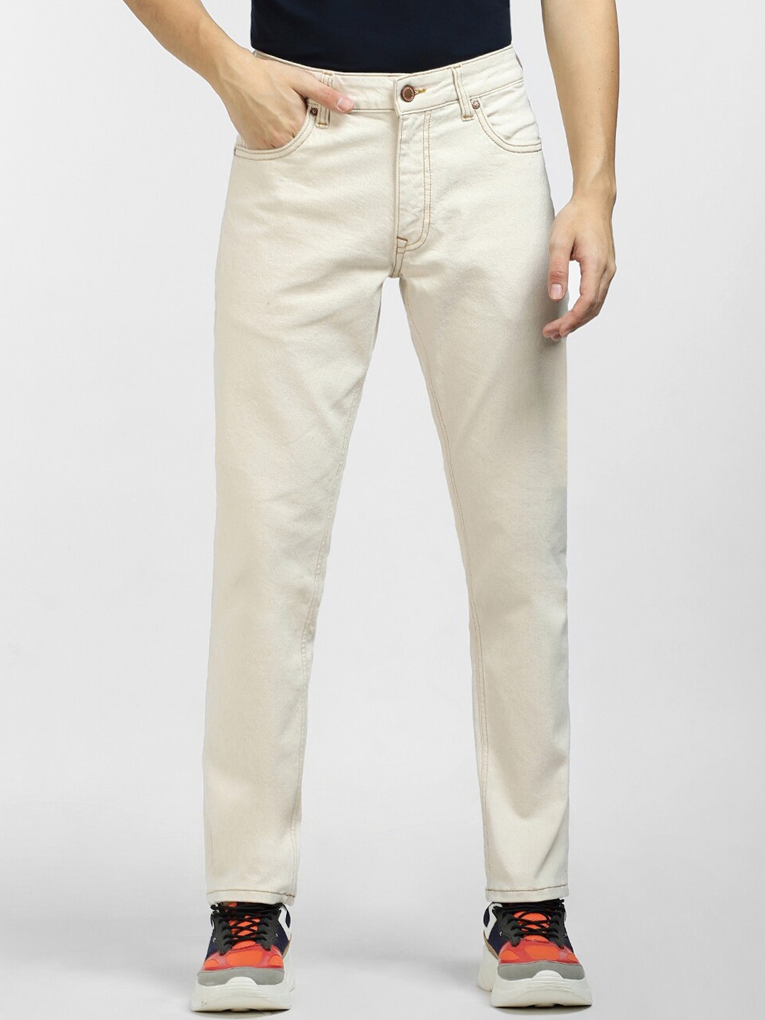 

Jack & Jones Men Slim Fit Low-Rise Cotton Jeans, Beige