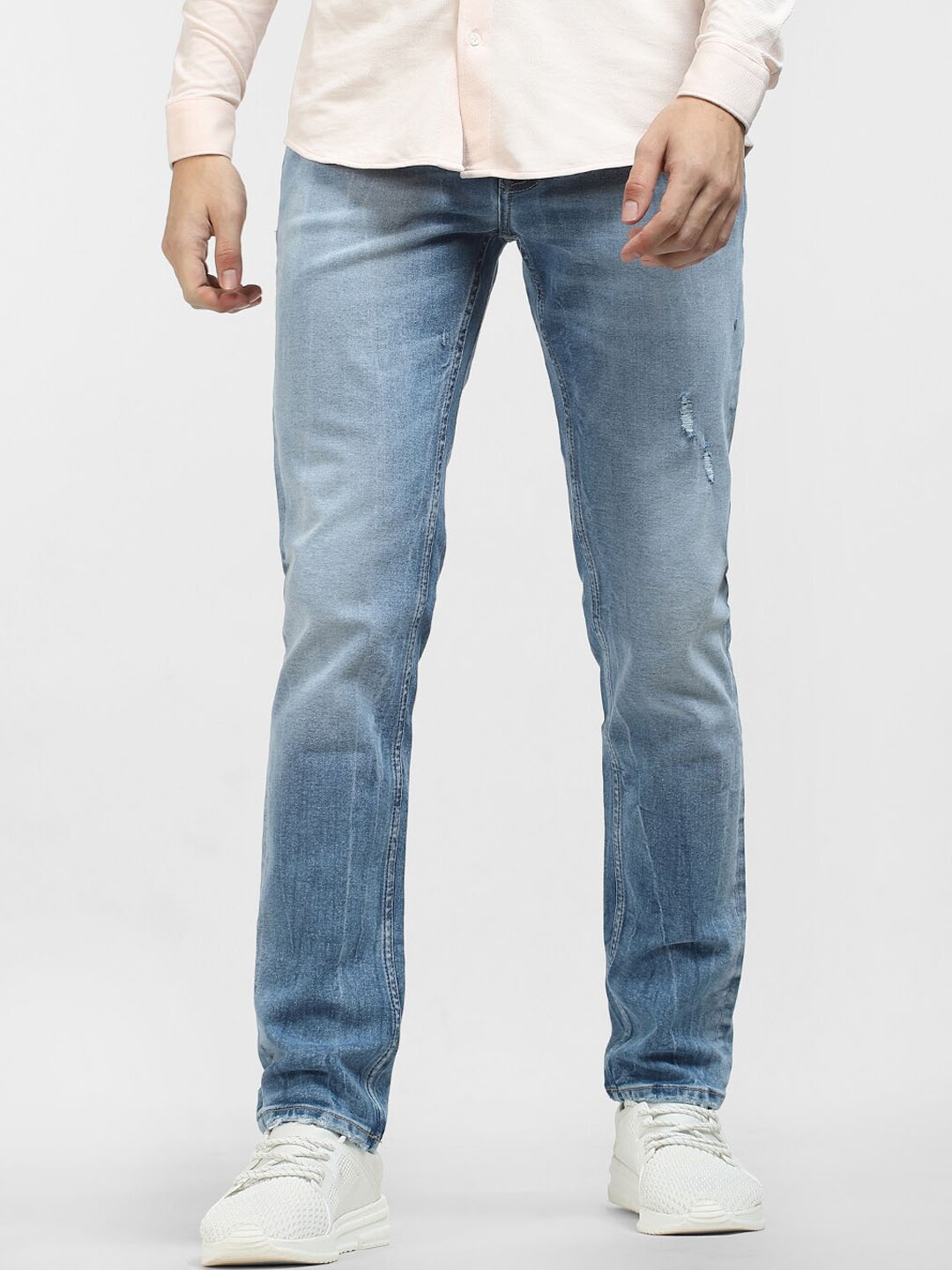 

Jack & Jones Men Skinny Fit Low-Rise Slash Knee Heavy Fade Jeans, Blue