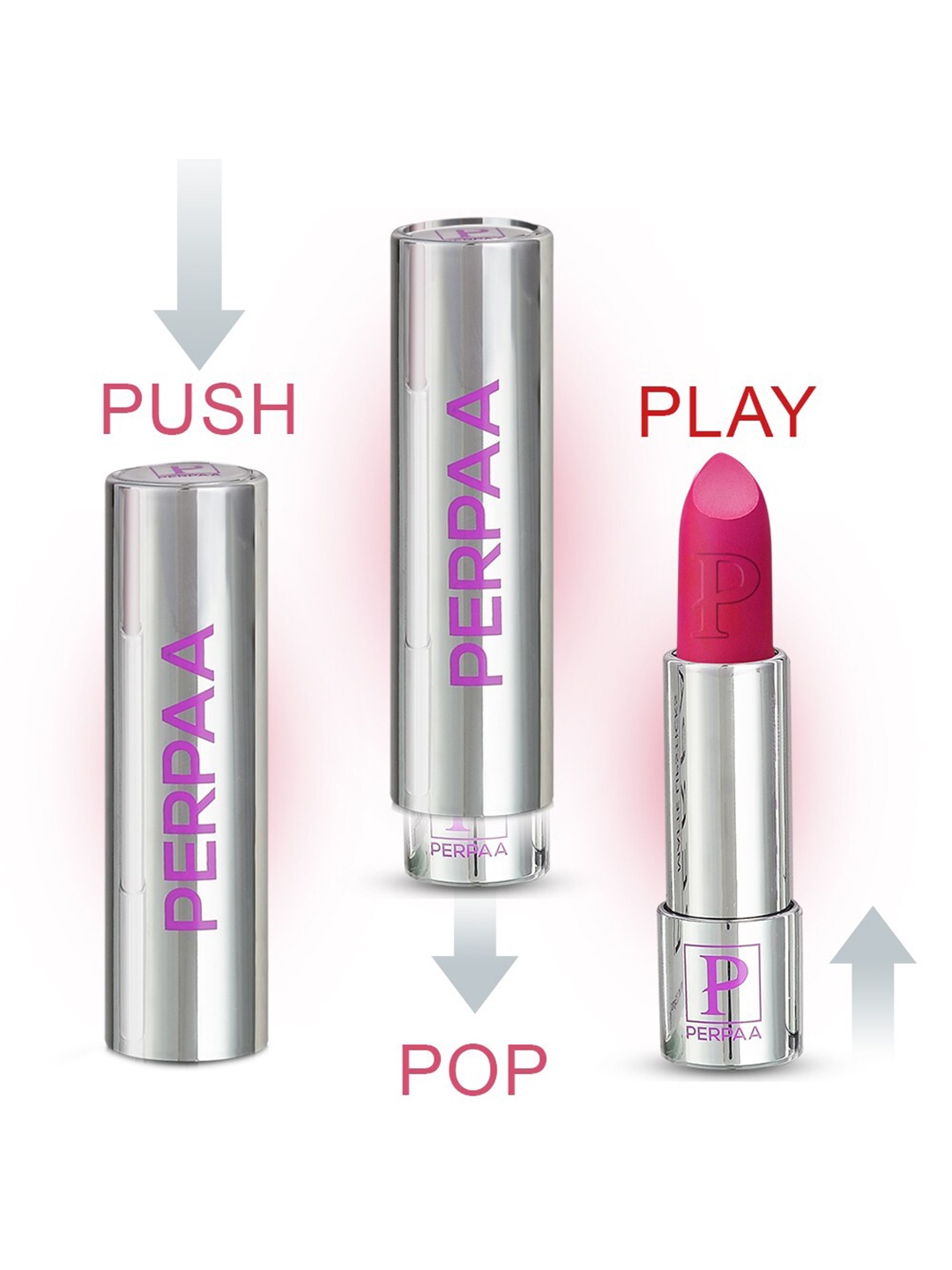 

PERPAA Set of 3 Push Button Waterproof & Creamy Matte Lipstick - 3.5 g each, Nude