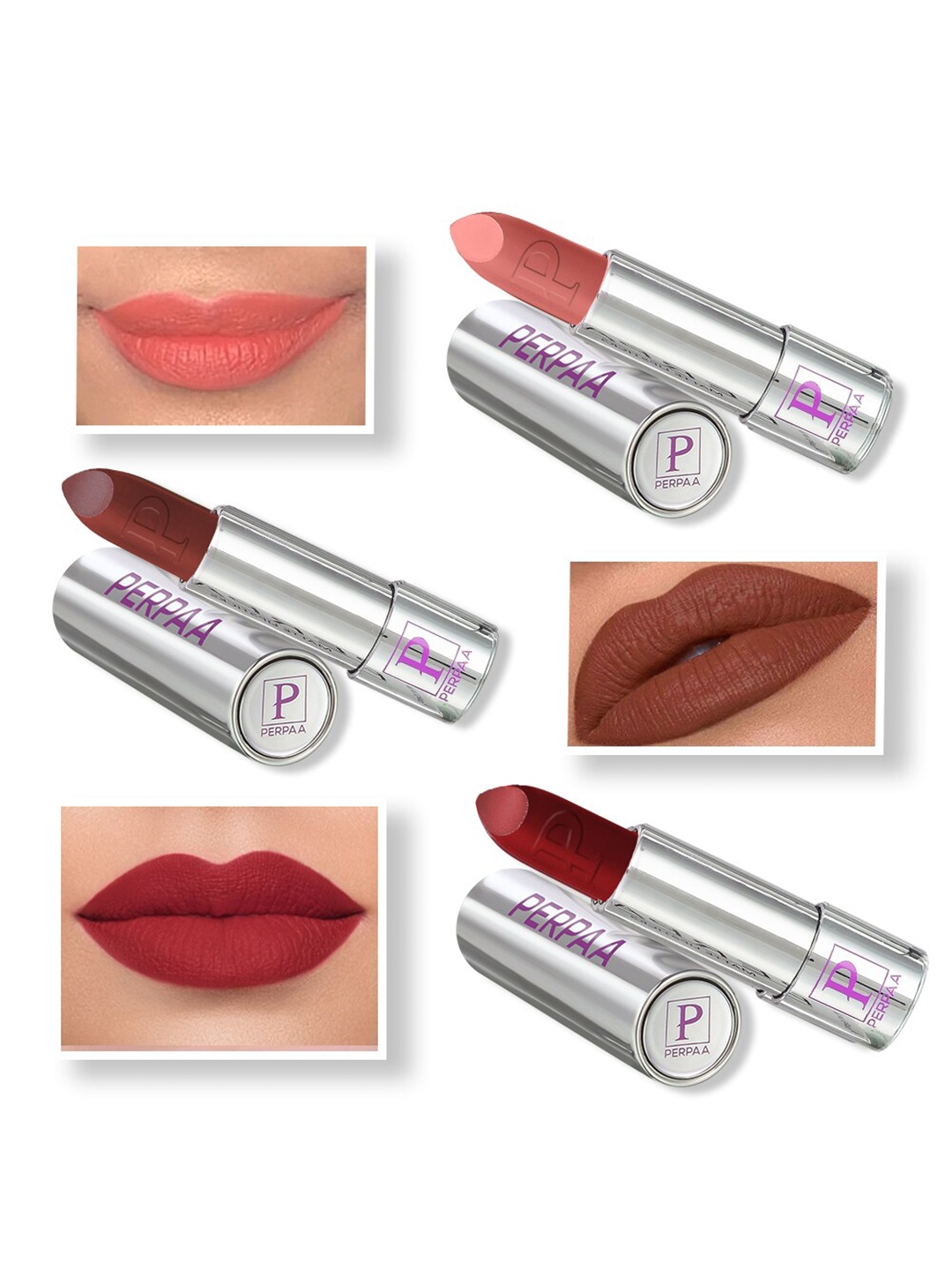 

PERPAA Set of 3 Push Pop & Play Long-Lasting Moisturising Creamy Matte Lipsticks 3.5 g Each -Nude 162 - Brown 167 - Bridal Maroon 304