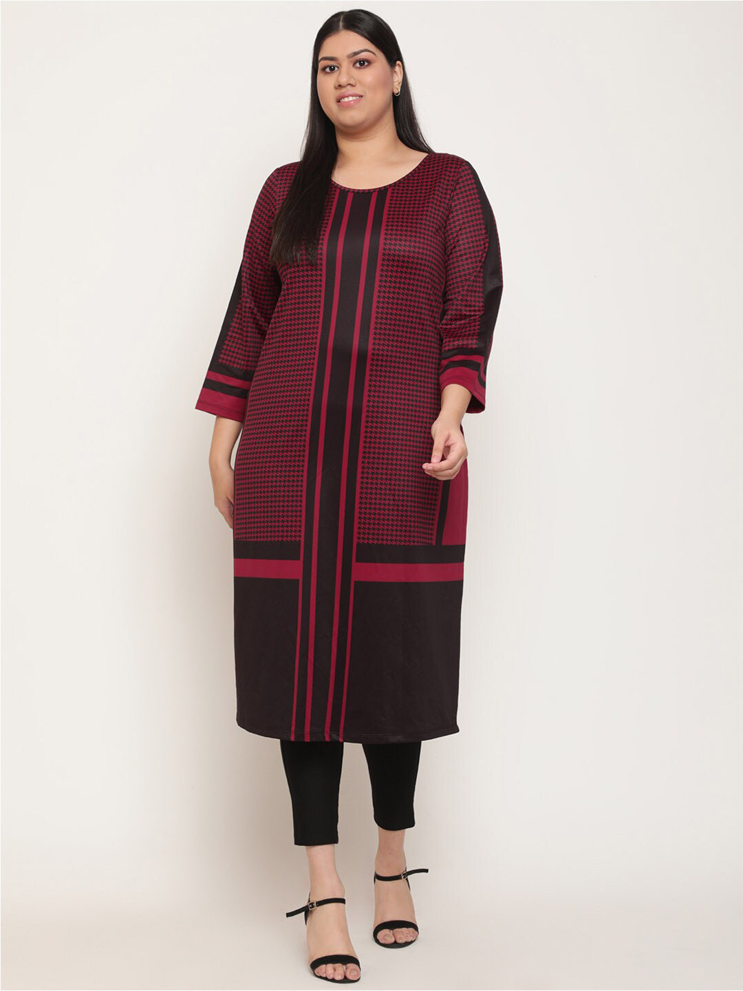 

Amydus Women Geometric Printed Kurta, Maroon