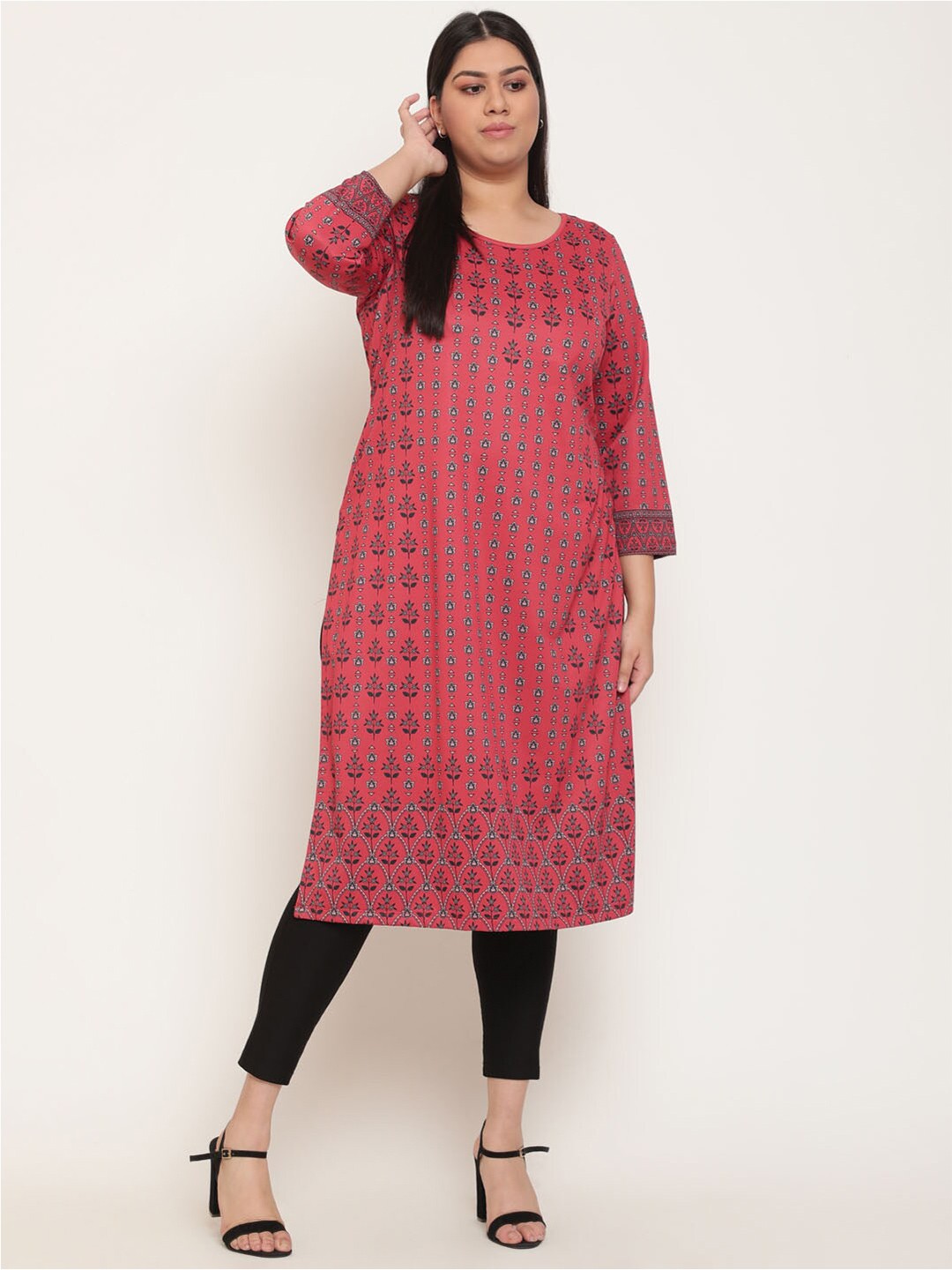 

Amydus Ethnic Motifs Printed Kurta, Red