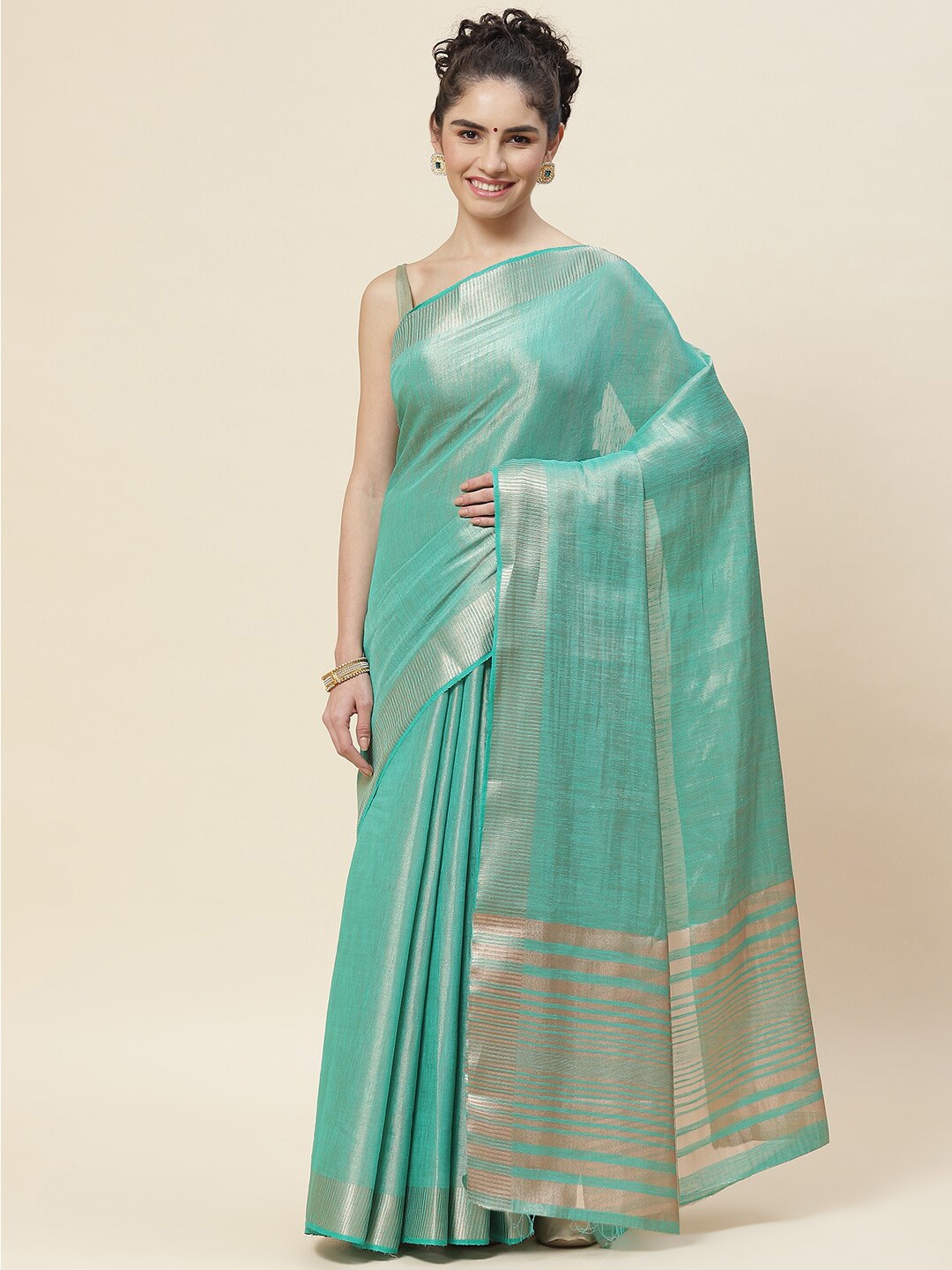 

Meena Bazaar Woven Design Zari Art Silk Saree, Blue