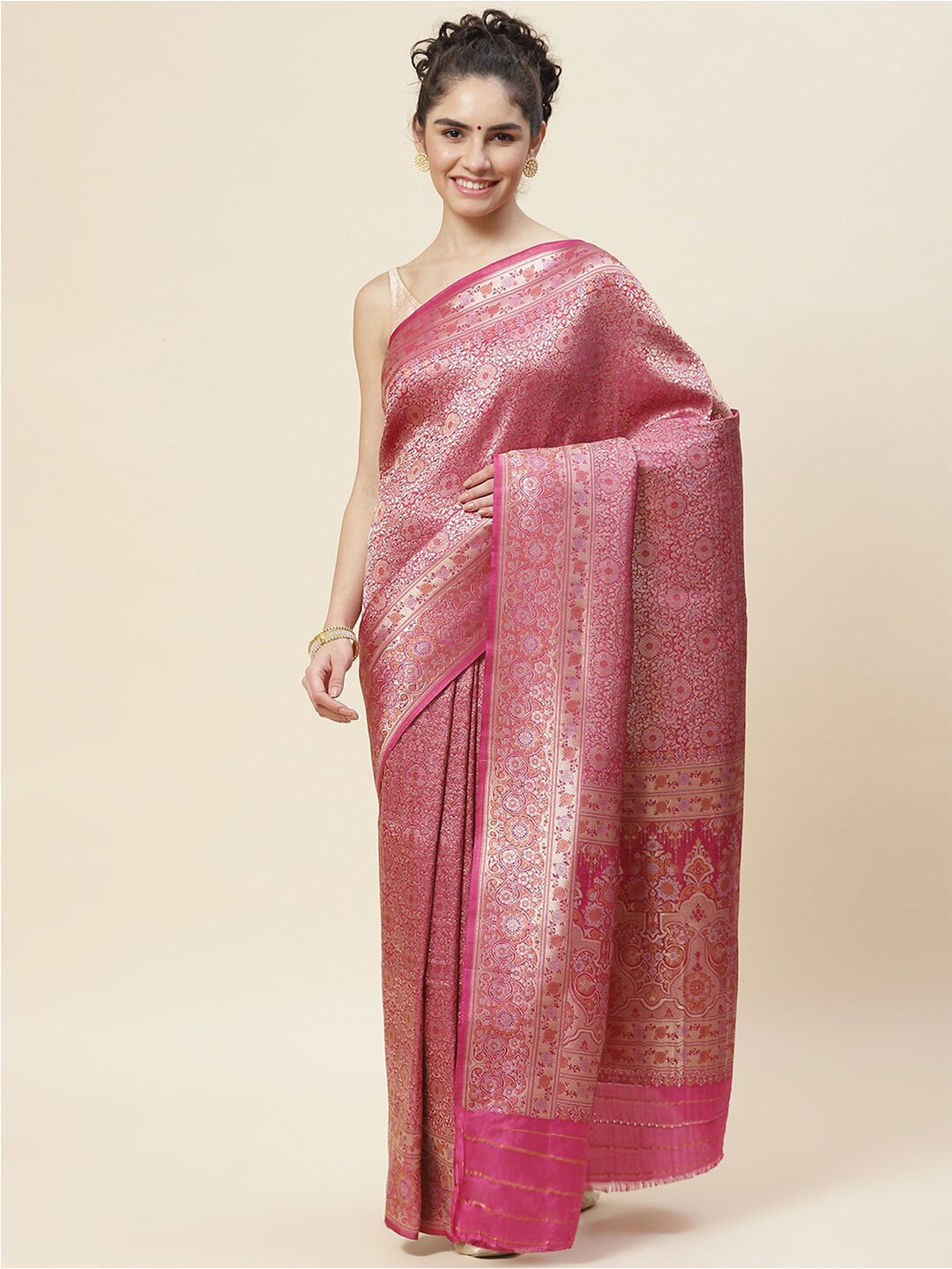 

Meena Bazaar Woven Design Zari Art Silk Saree, Magenta