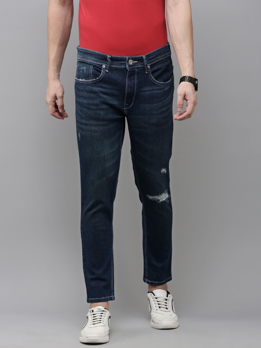

BEAT LONDON by PEPE JEANS Men Skinny Fit Mildly Distressed Light Fade Stretchable Jeans, Blue