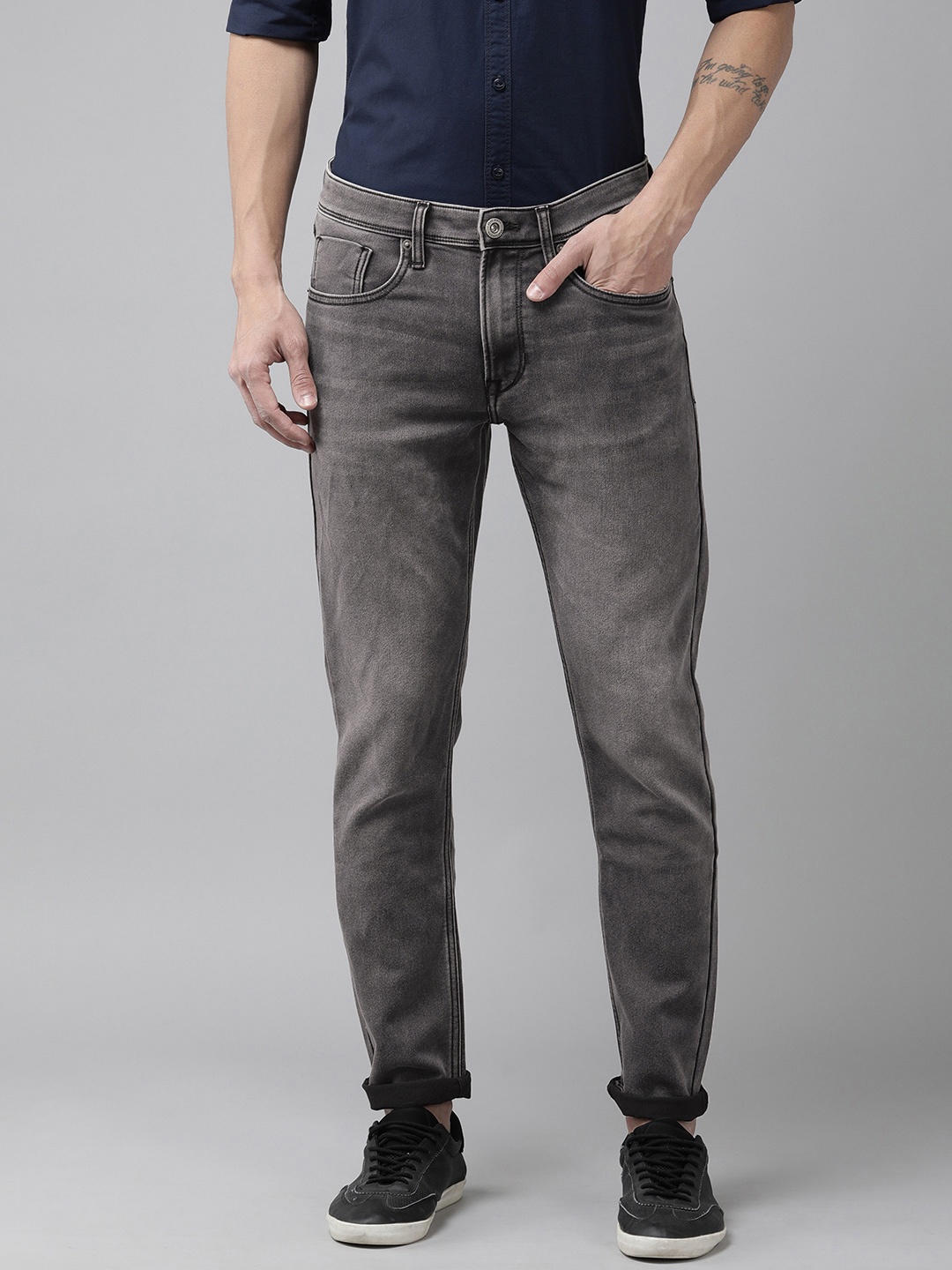 

BEAT LONDON by PEPE JEANS Men Skinny Fit Heavy Fade Stretchable Jeans, Charcoal
