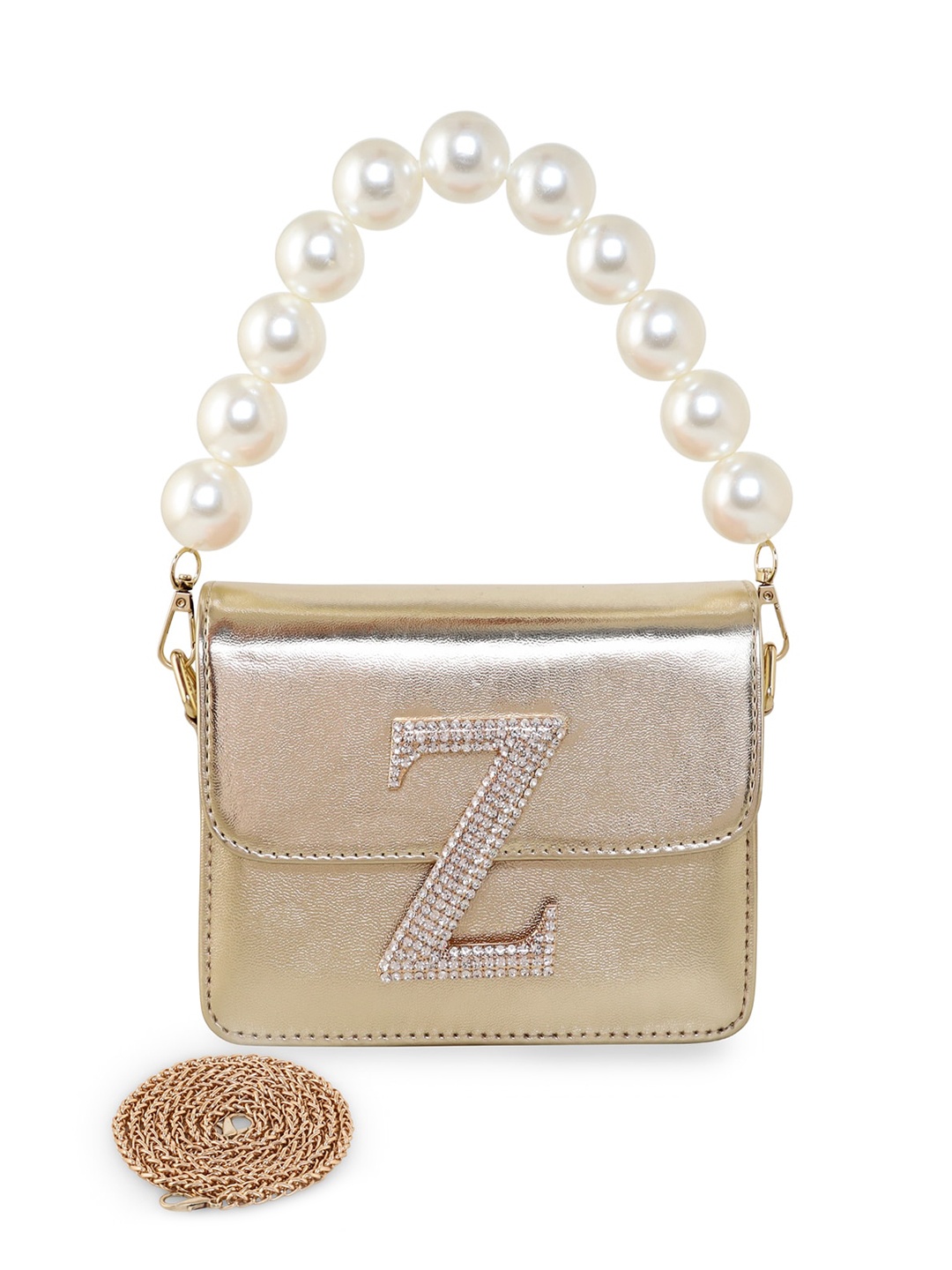 

ESBEDA Embellished PU Structured Sling Bag, Gold