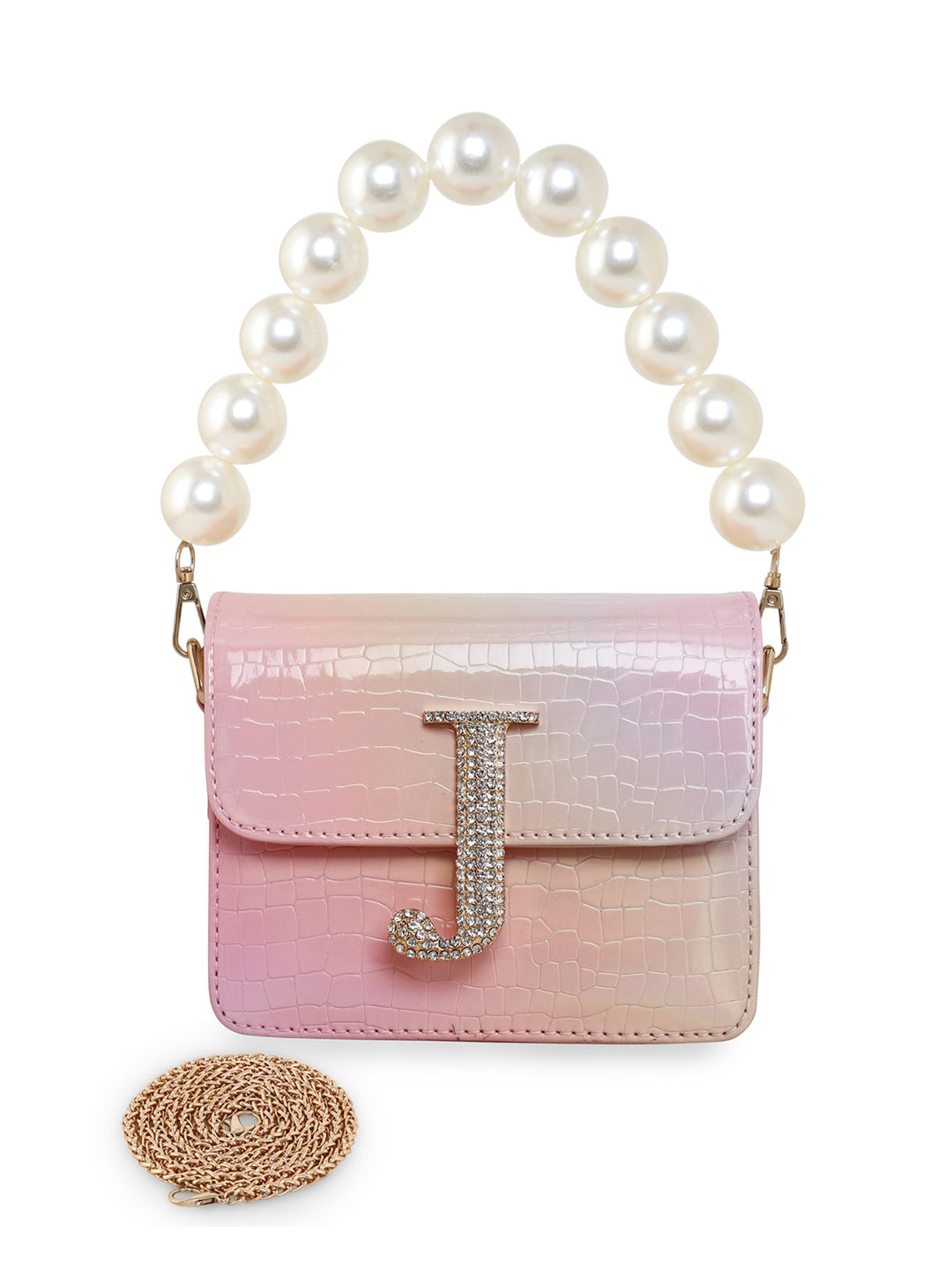 

ESBEDA Pink Textured PU Structured Embellished Sling Bag