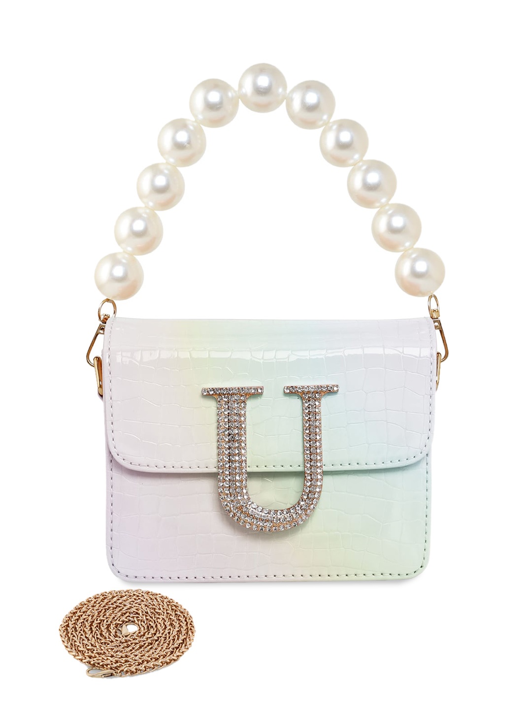 

ESBEDA Hotty Glossy Croc Textured Sling Bag, White