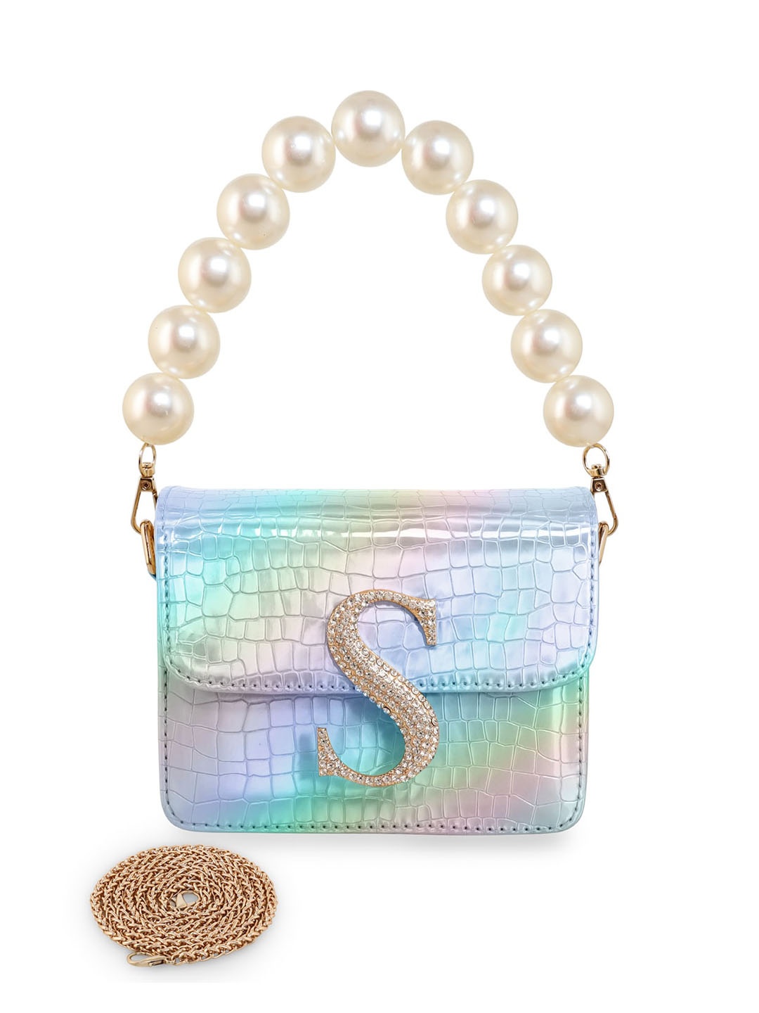 

ESBEDA Women Hotty Glossy Croco Structured Sling Bag, Silver