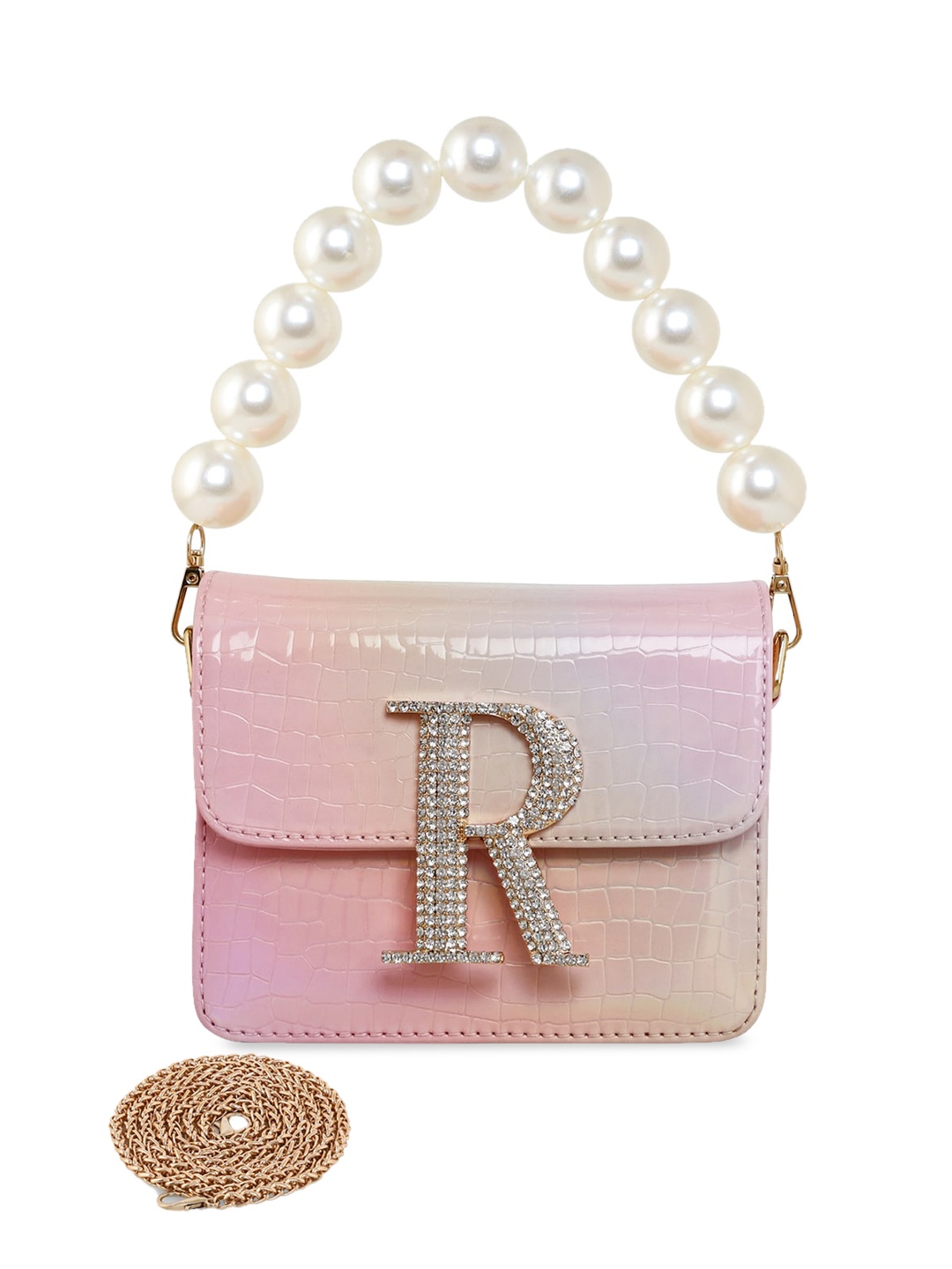 

ESBEDA Pink Textured Structured Embellished Sling Bag