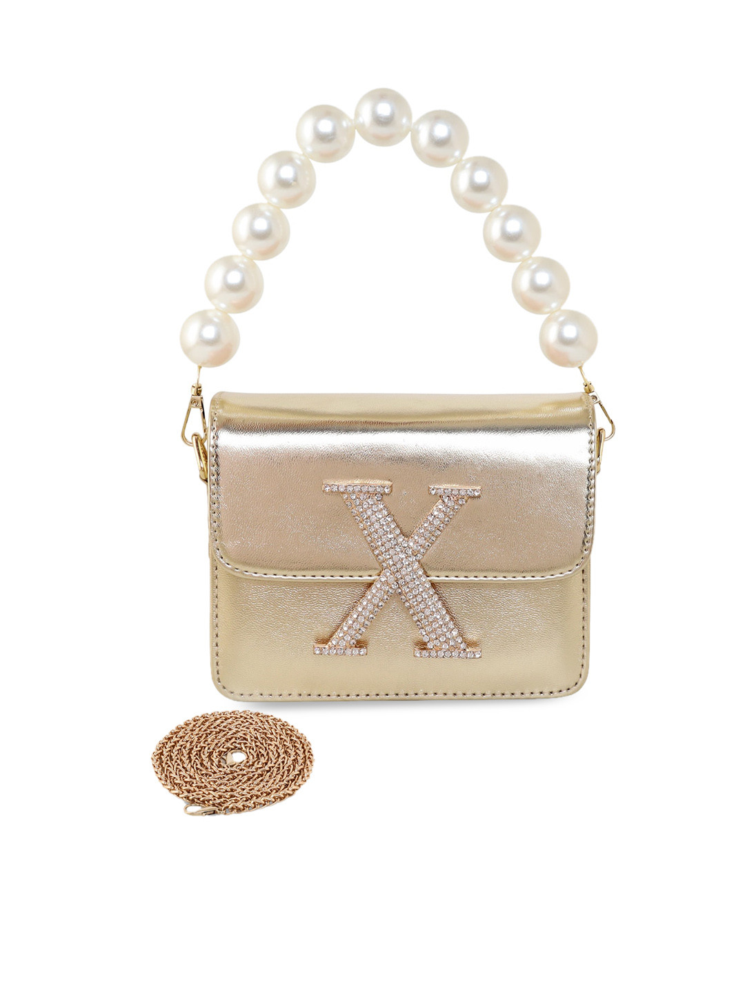 

ESBEDA Hotty Plain PU Structured Sling Bag, Gold