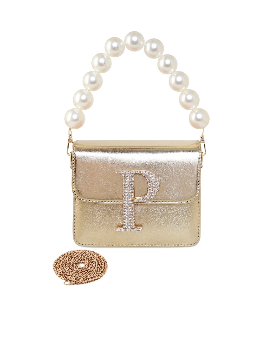 

ESBEDA Hotty Plain PU Structured Sling Bag, Gold