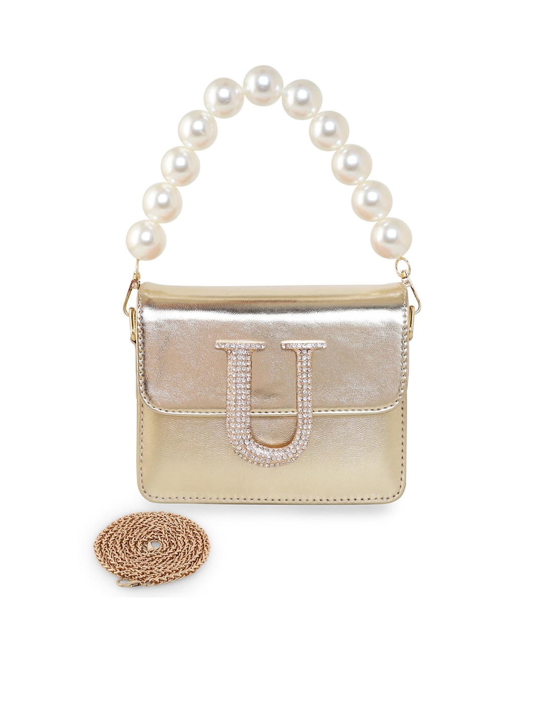 

ESBEDA Women PU Hotty Plain Structured Sling Bag, Gold