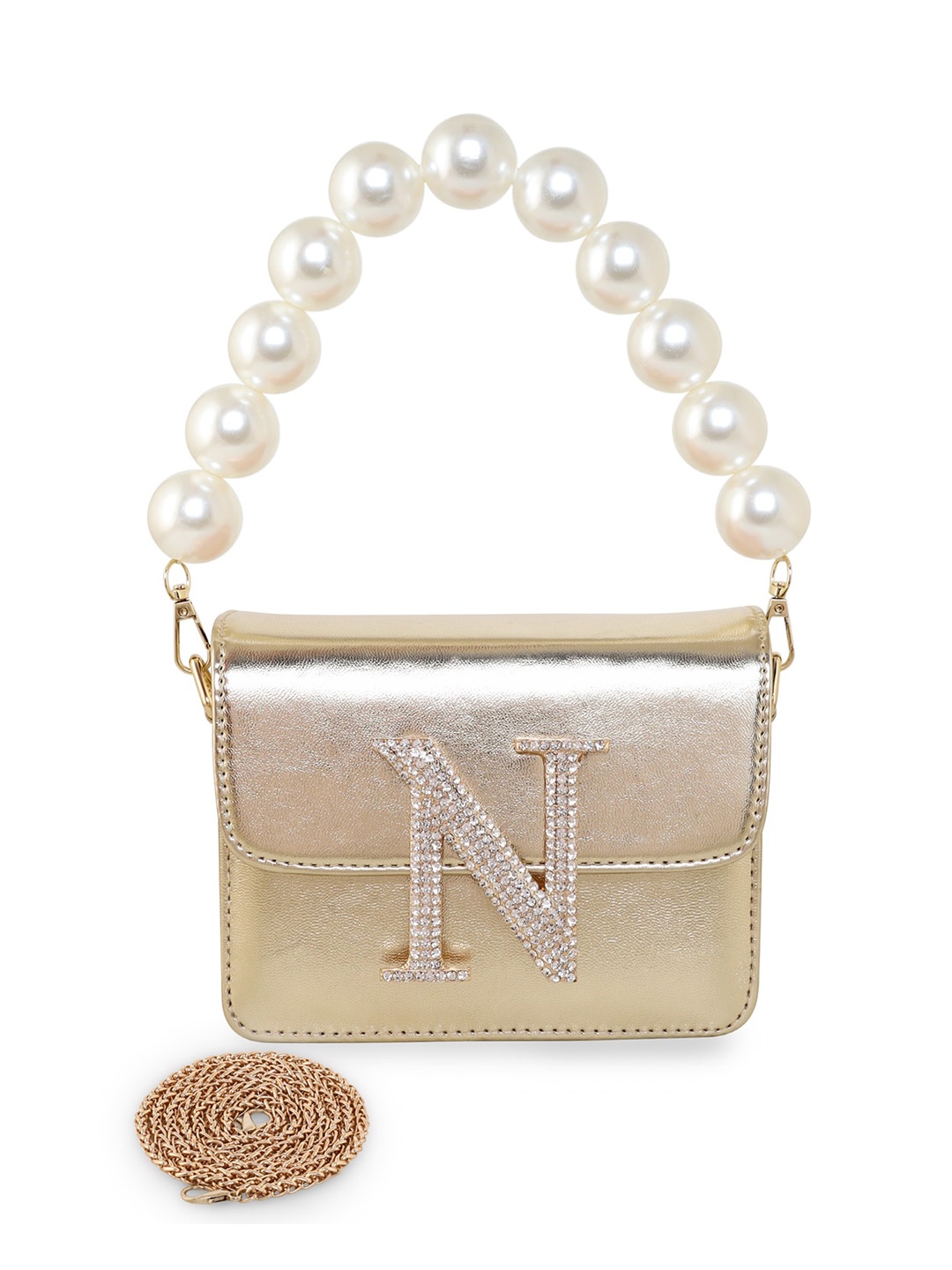 

ESBEDA Hotty Plain PU Structured Sling Bag, Gold