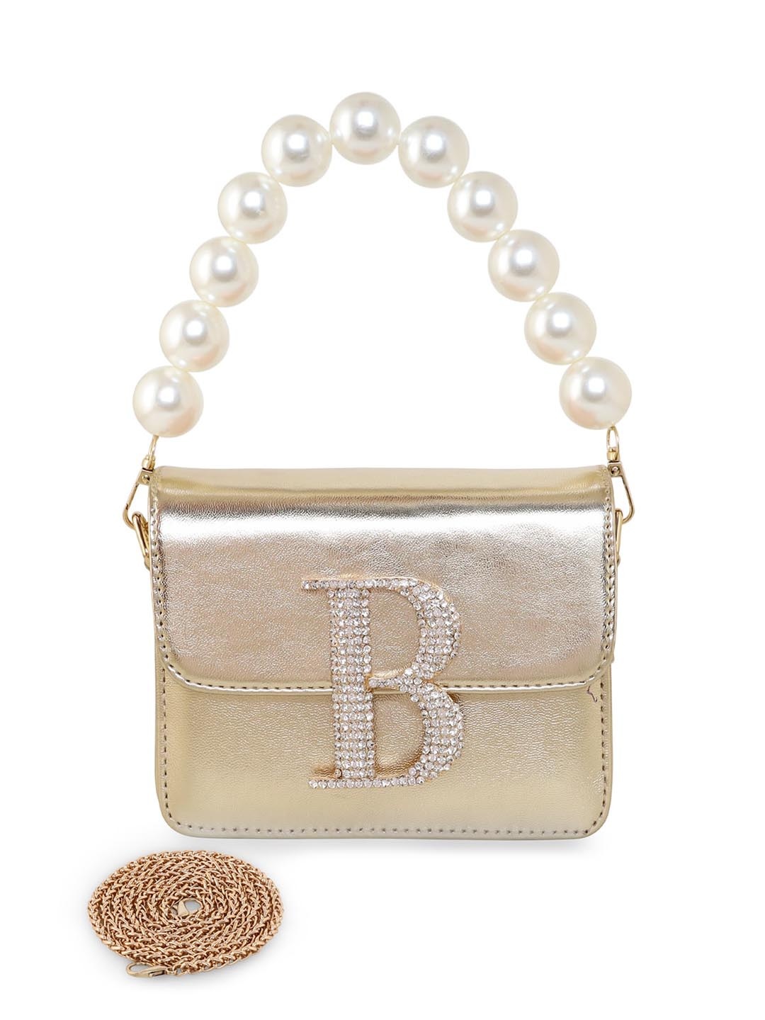 

ESBEDA Embellished PU Structured Sling Bag, Gold
