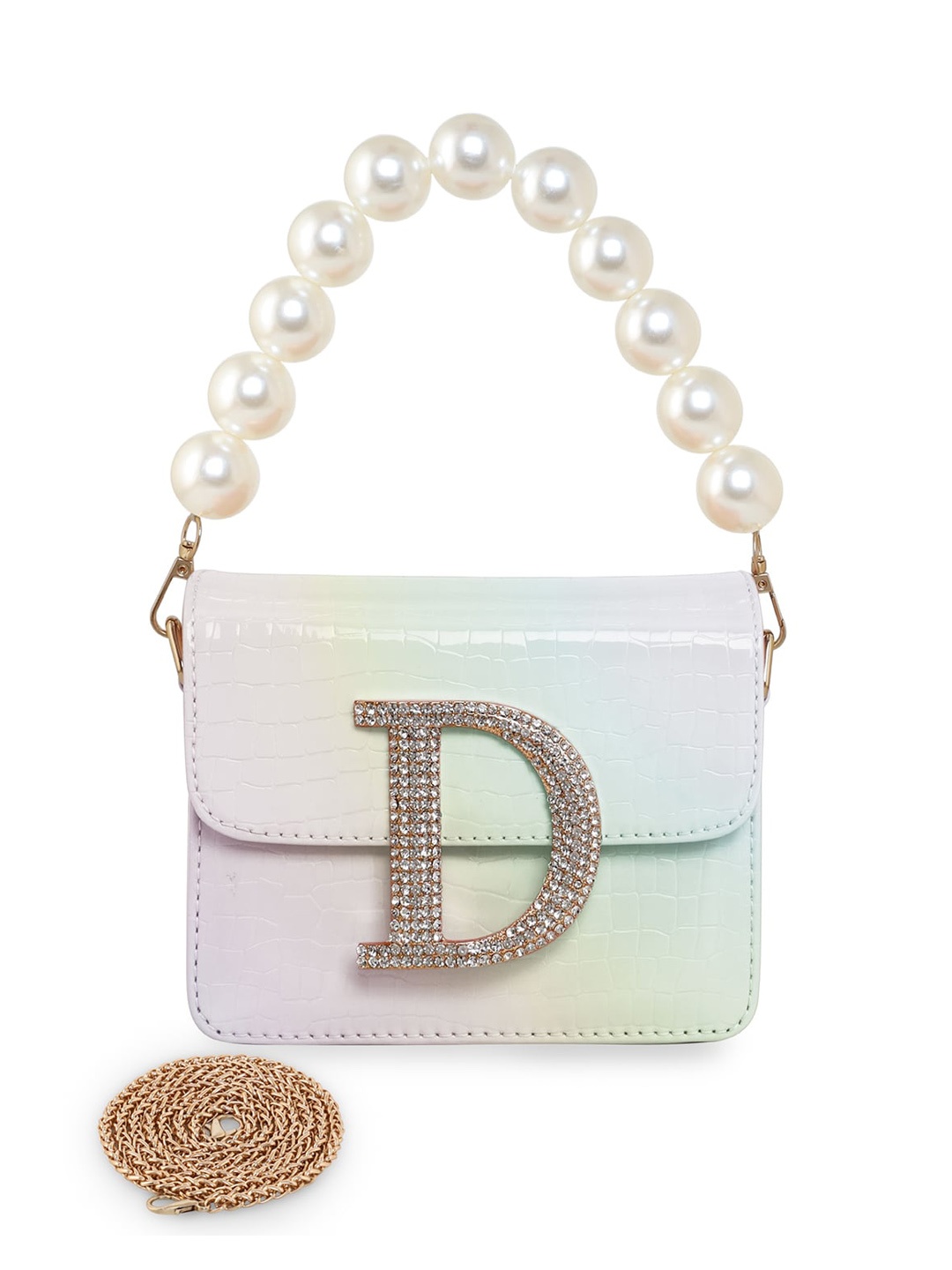 

ESBEDA Hotty Glossy Croc Textured Structured Sling Bag, White