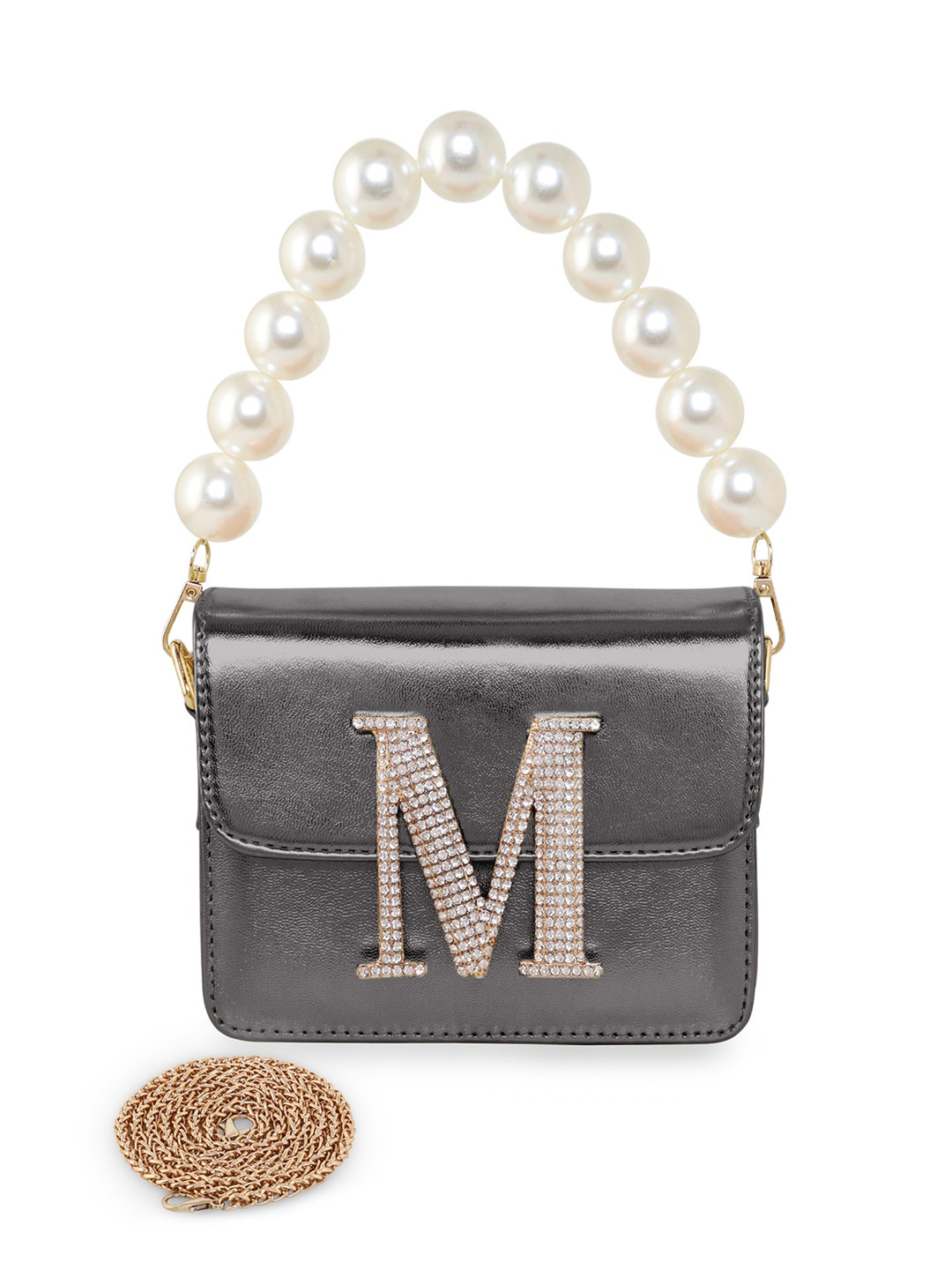 

ESBEDA Embellished Structured Sling Bag, Charcoal