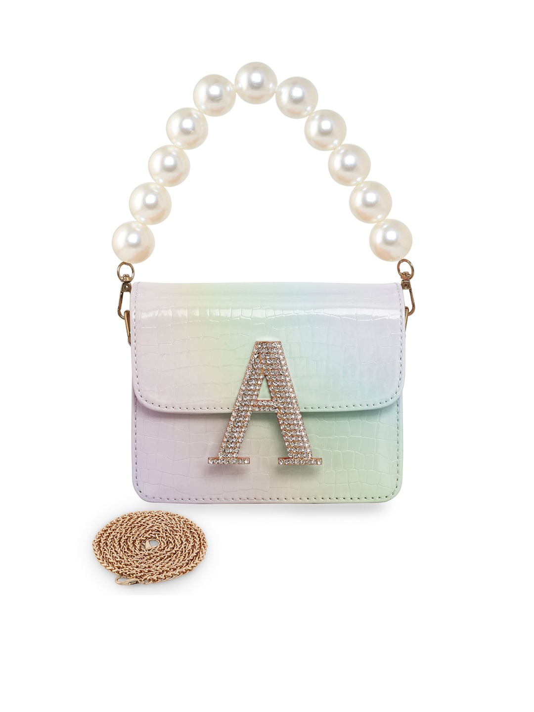 

ESBEDA Women Hotty Glossy Croco Structured Sling Bag, White