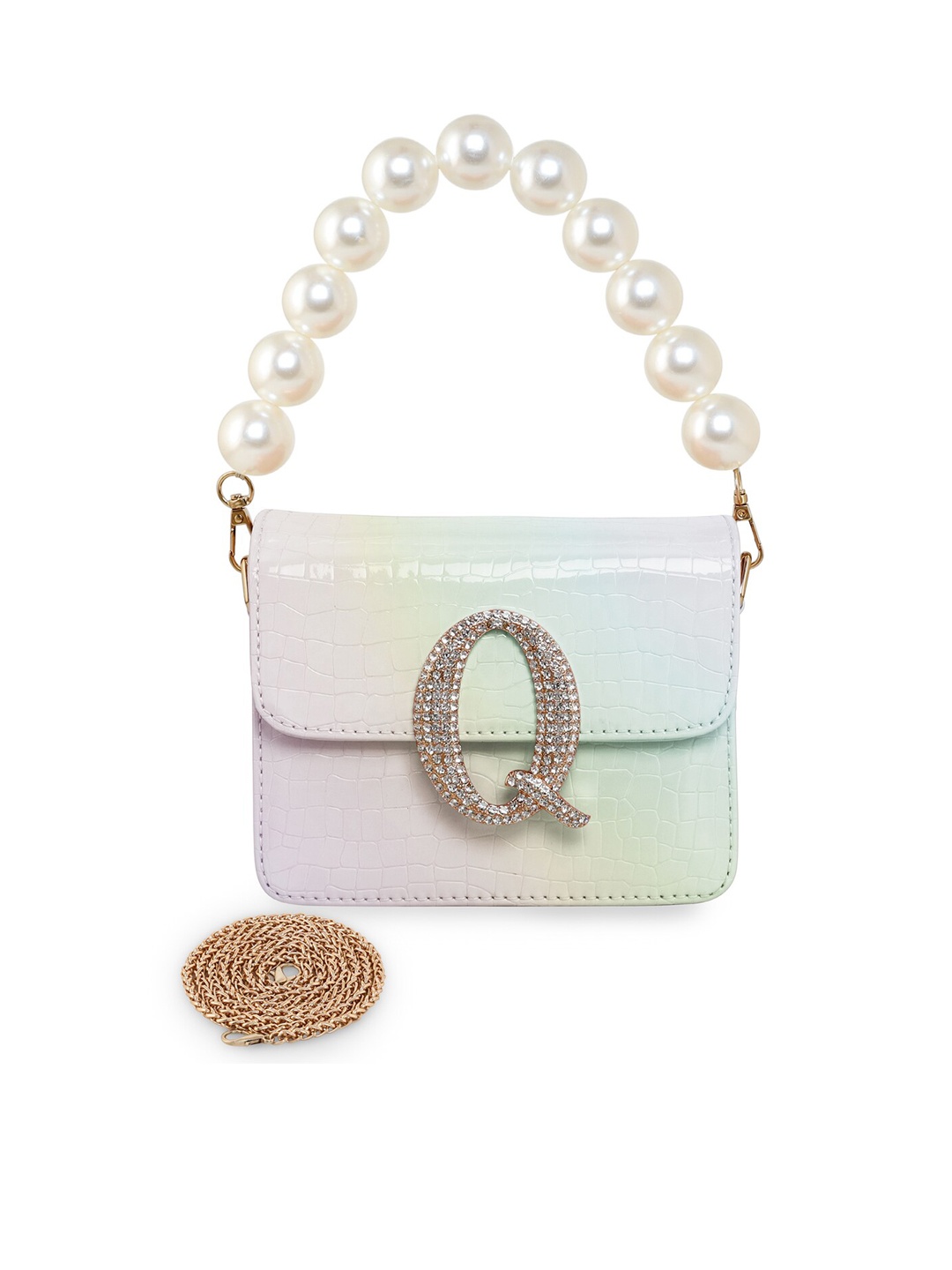 

ESBEDA Women Hotty Glossy Croco Structured Sling Bag, White