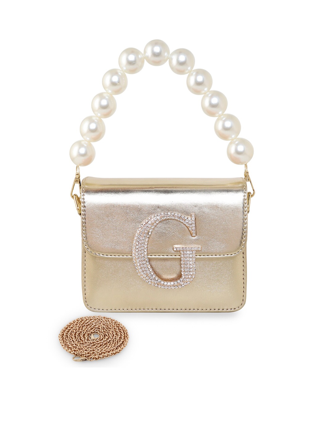 

ESBEDA Embellished Structured Sling Bag, Gold