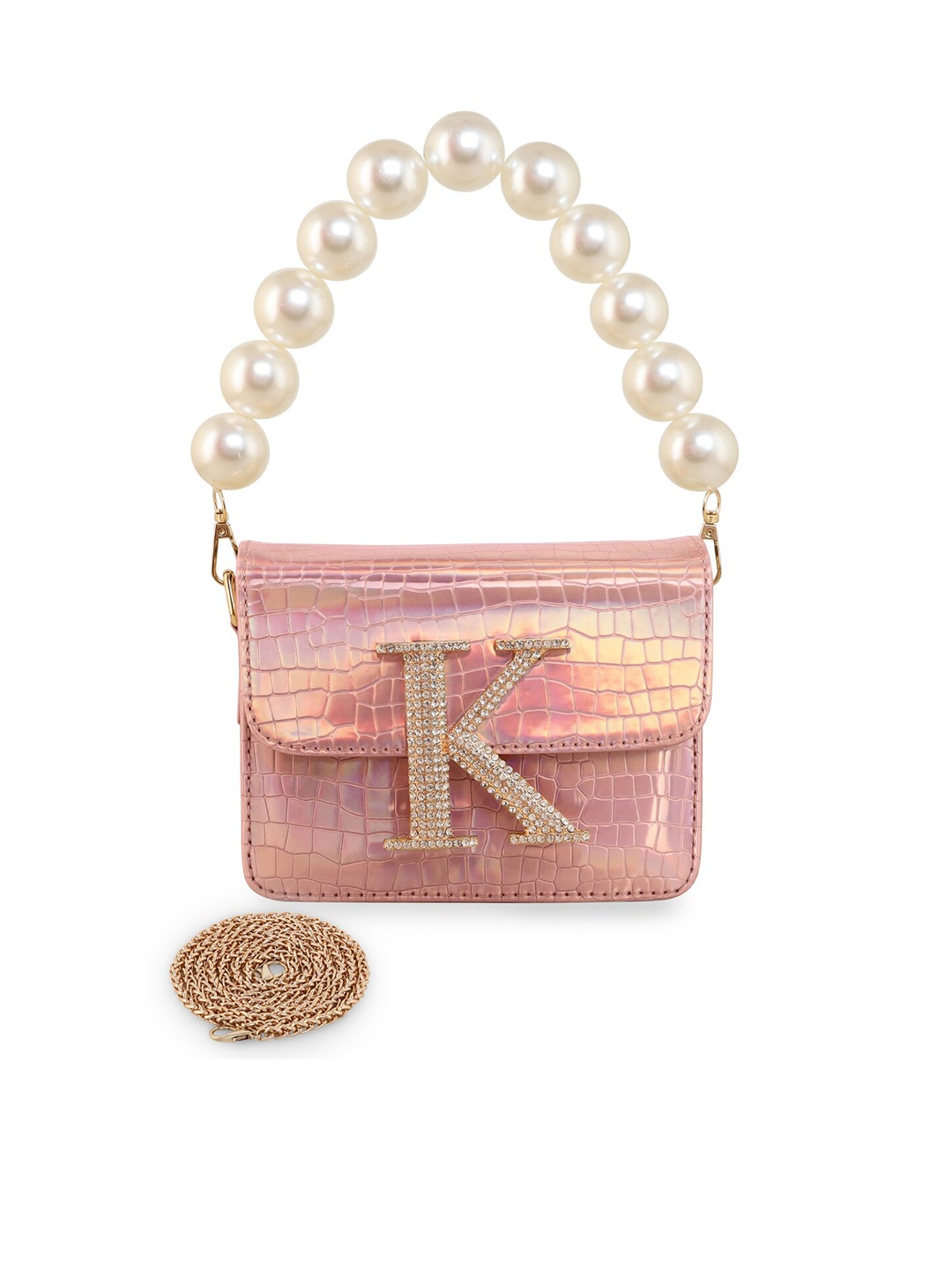 

ESBEDA PU Structured Sling Bag, Rose gold