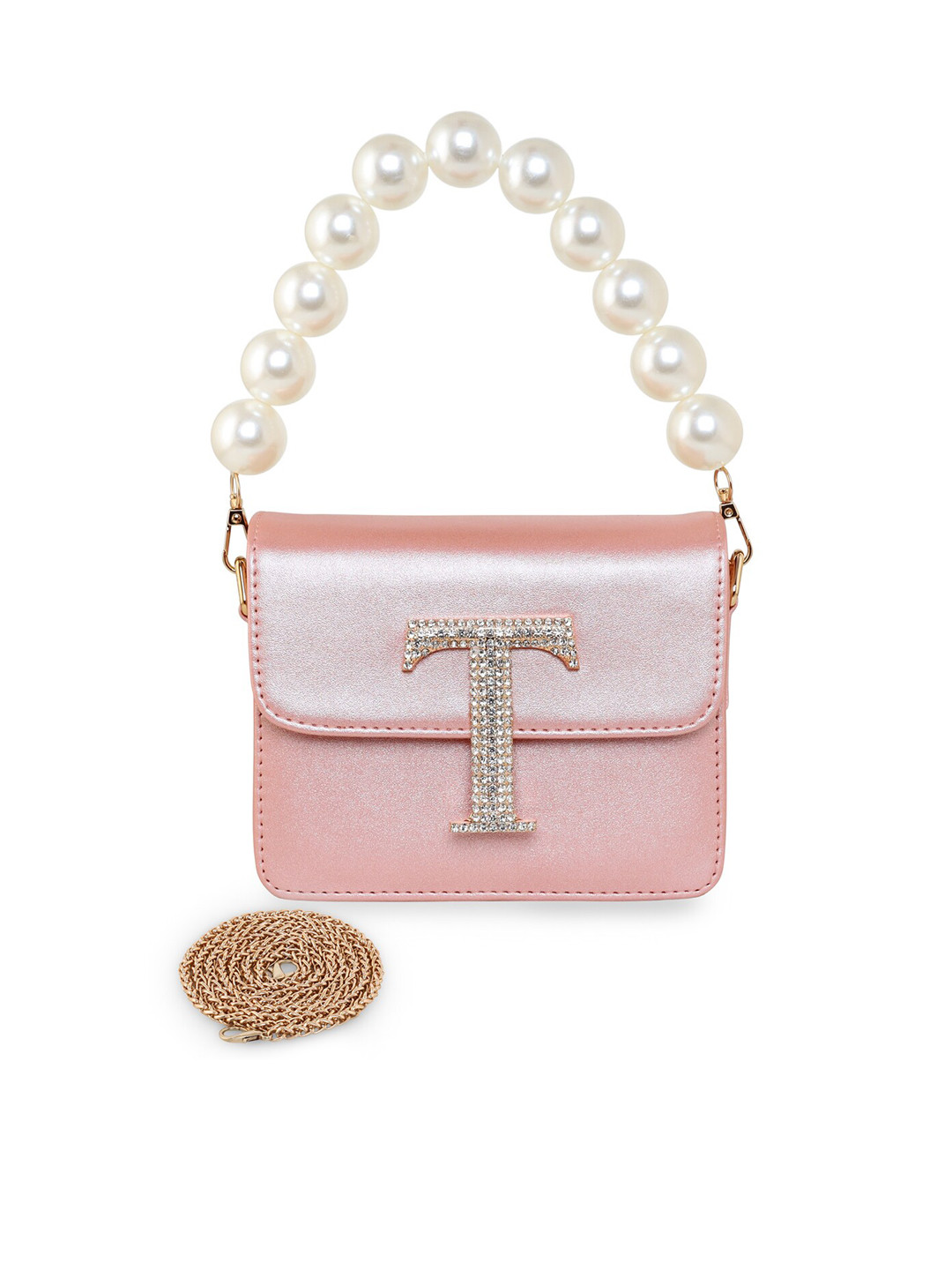 

ESBEDA Embellished PU Structured Sling Bag, Pink