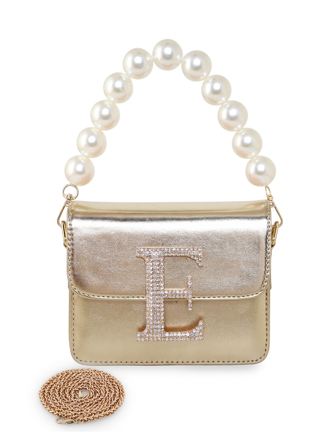 

ESBEDA Women Hotty Plain Embellished Structured Sling Bag, Gold