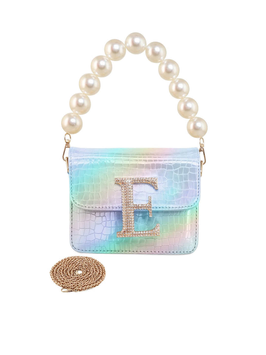 ESBEDA Embellished Structured Sling Bag, Silver