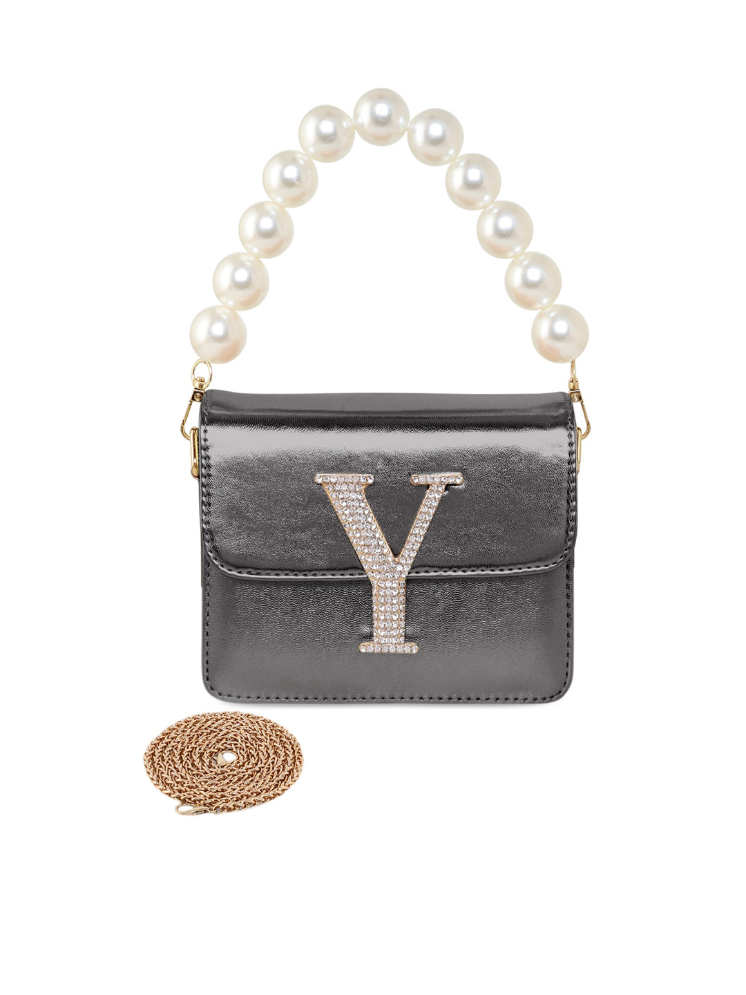 

ESBEDA Embellished Structured Sling Bag, Charcoal