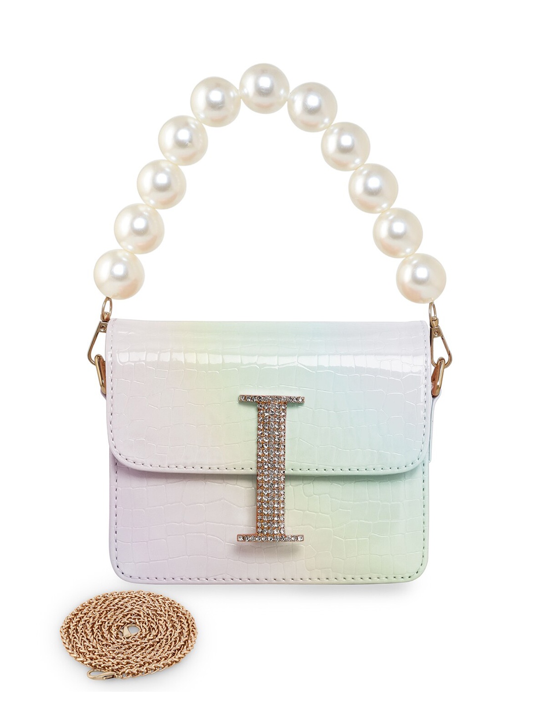 

ESBEDA Women Hotty Glossy Croco Structured Sling Bag, White