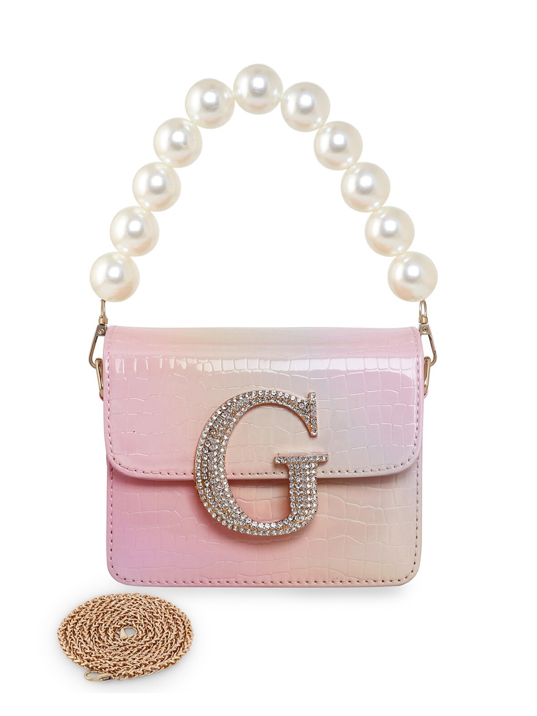 ESBEDA Hotty Glossy Croco Sling Bag, Pink