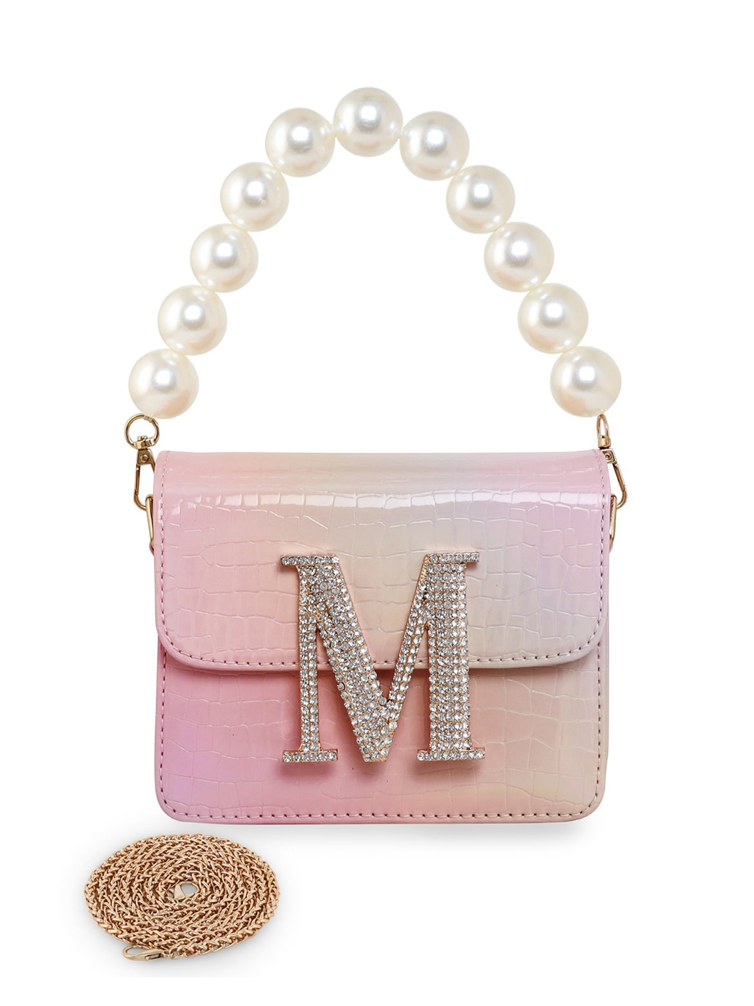 

ESBEDA Pink Embellished PU Structured Sling Bag