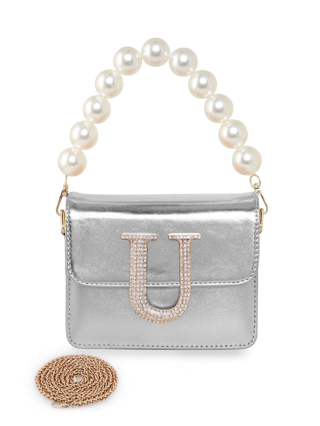 

ESBEDA Silver-Toned PU Structured Sling Bag